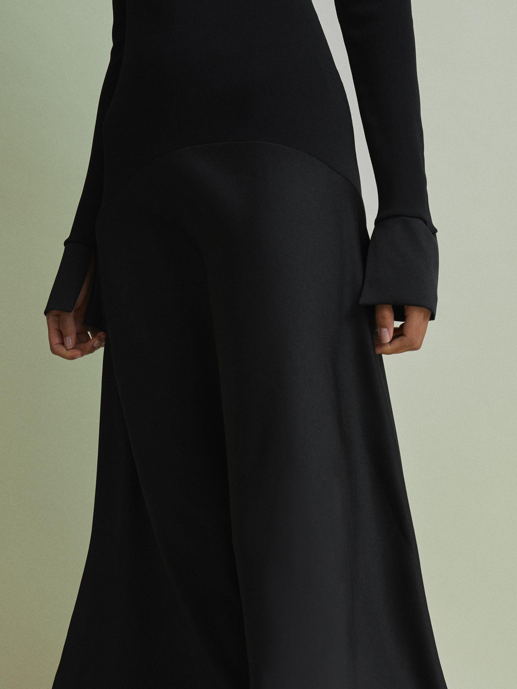 Florere Knitted Satin Midi Dress in Black Product Image