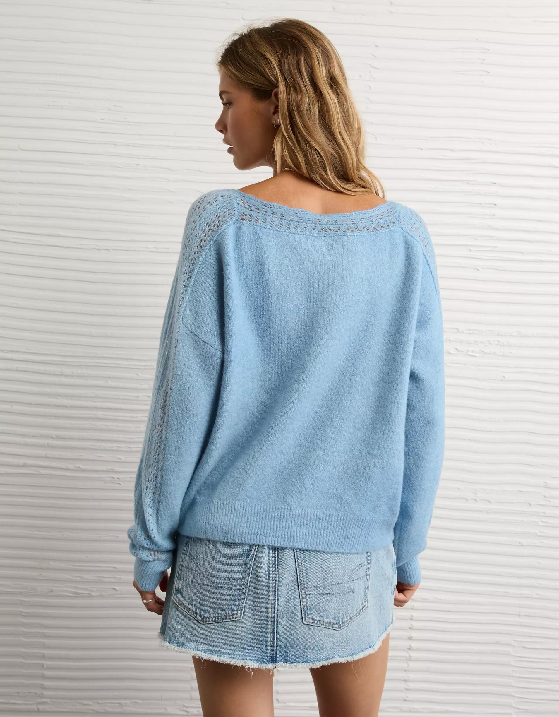 AE Whoa So Soft Lace Sweater Product Image