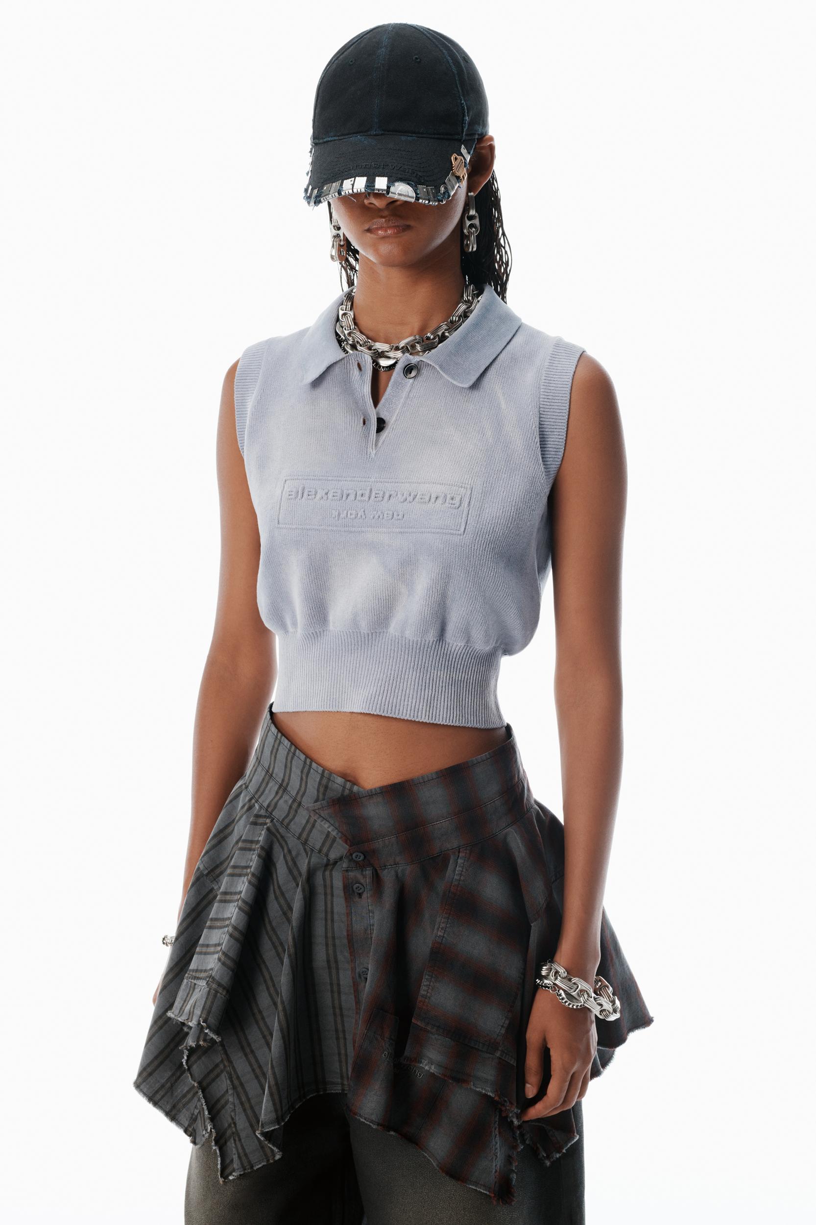 Grey Cotton-blend Chenille Logo Polo Product Image