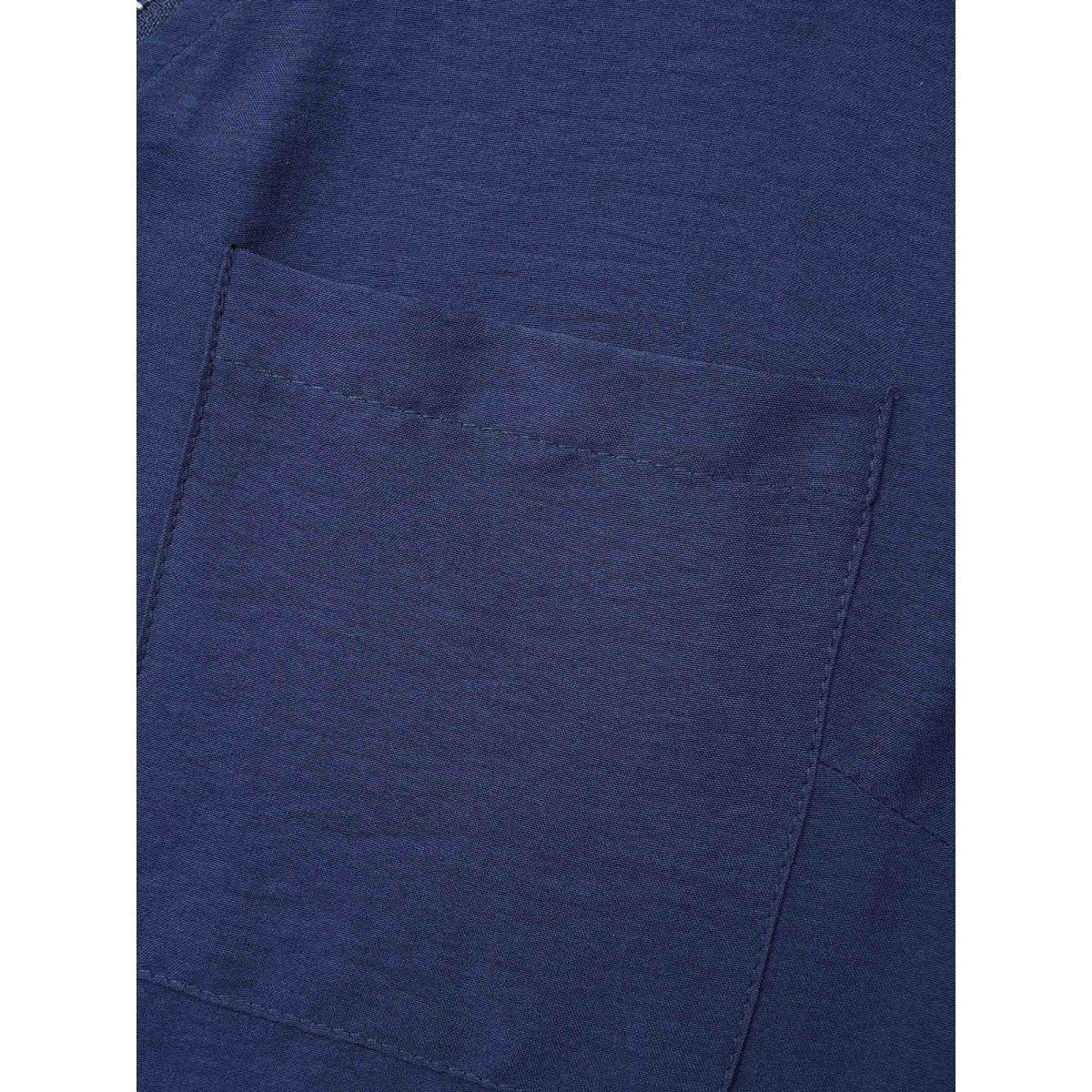 Plus Size Solid Half Zip Tab Sleeve Dress Navy Women At the Office Non V-neck Elbow-length sleeve Curvy BloomChic 12/L Product Image