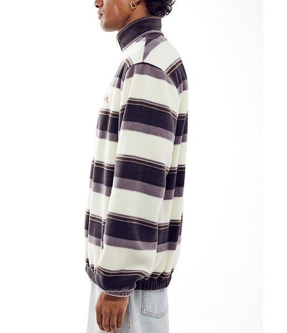 BDG Urban Outfitters Long Sleeve Striped Fleece Quarter Zip Pullover Product Image