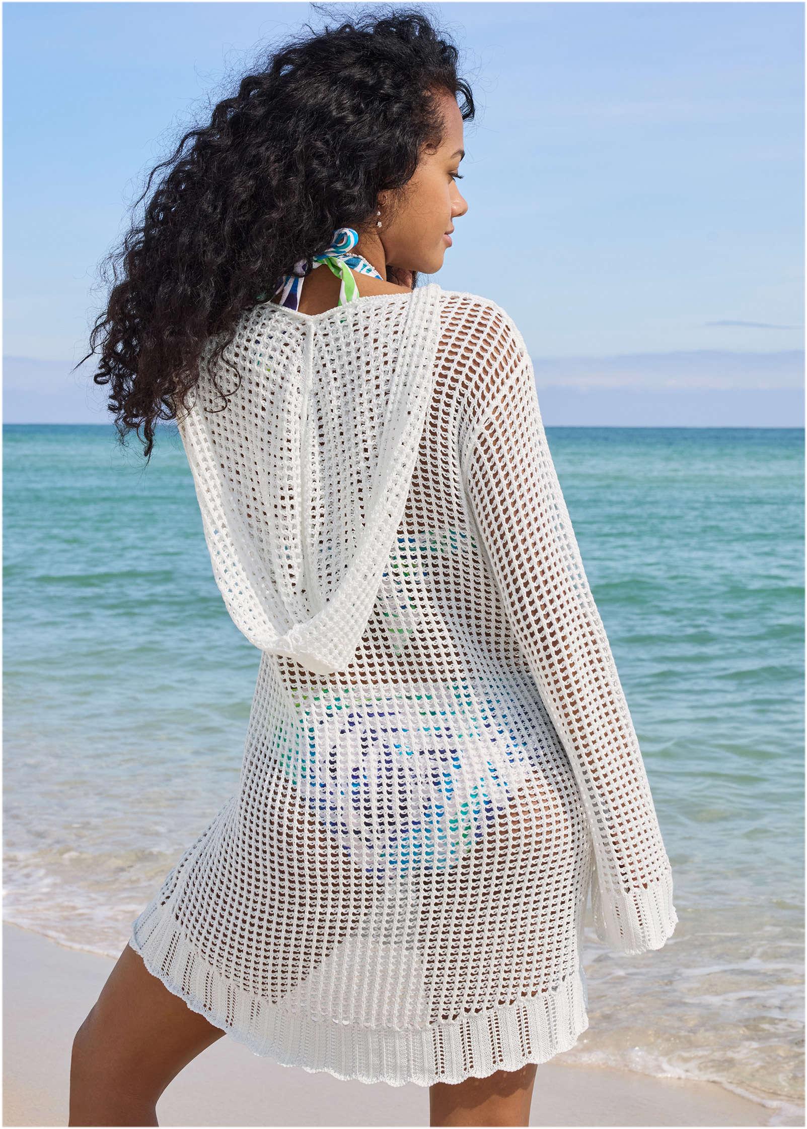 Crochet Cover-Up Dress - White Product Image