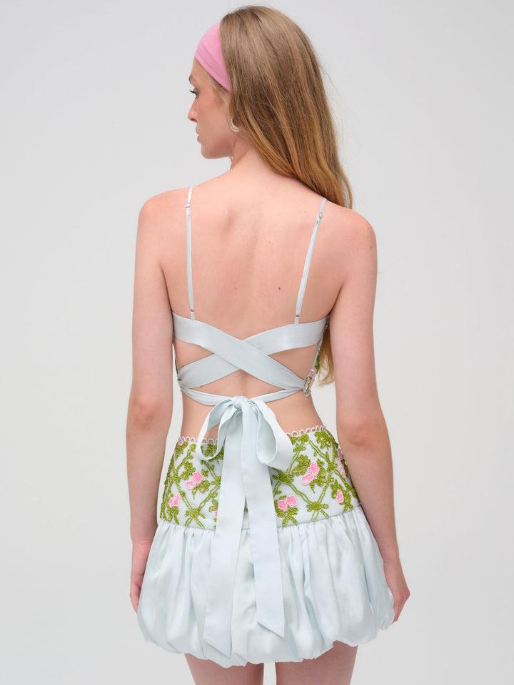 Bridget Beaded Mini Skirt — Blue Product Image