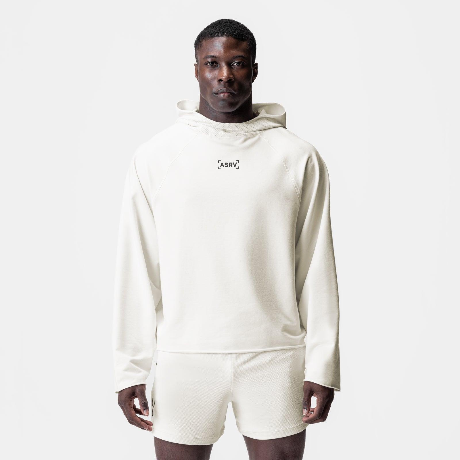 0958. Micro-Terry Raw Hem Hoodie - Cream Product Image