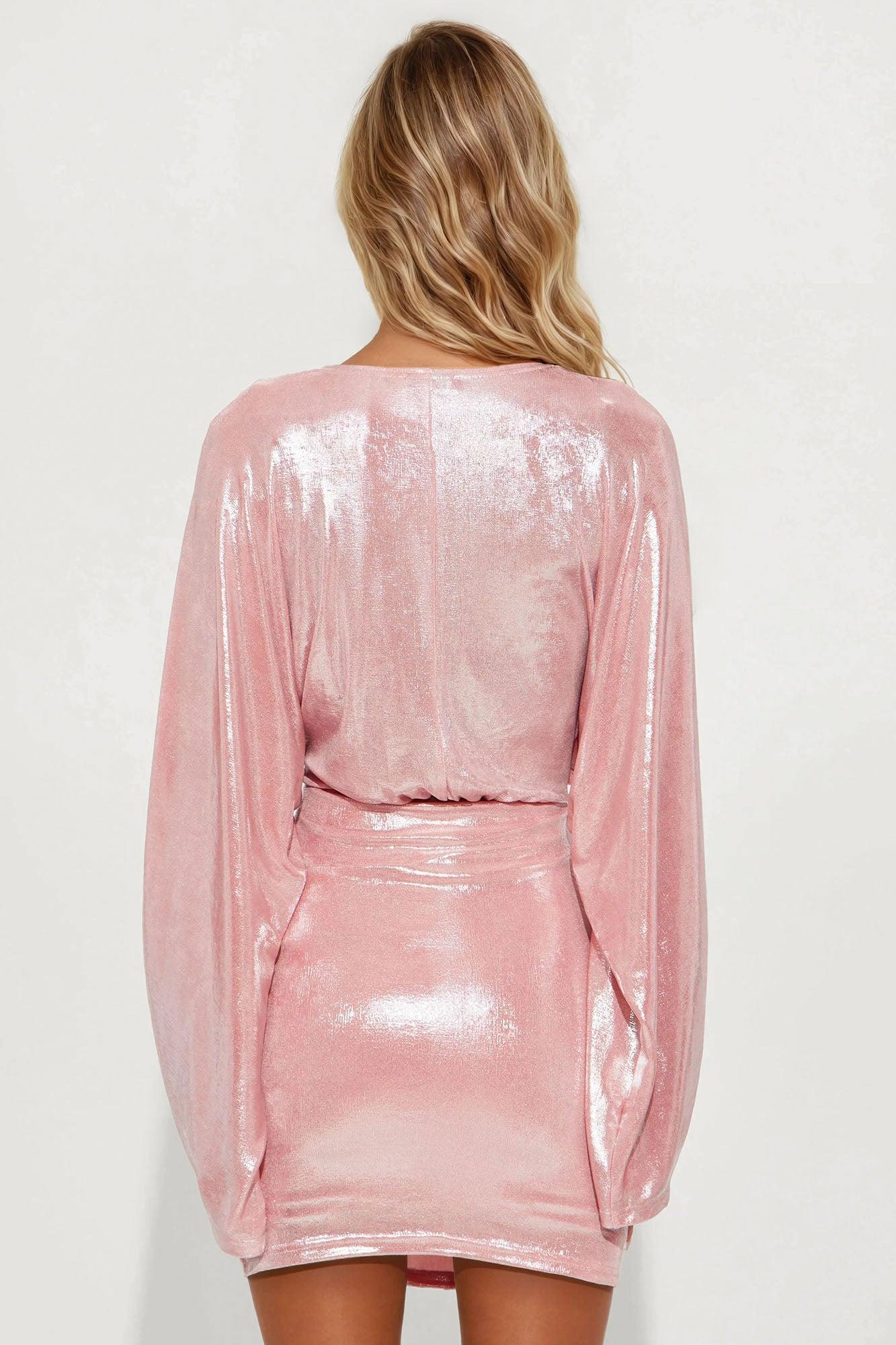 Lavish Life Metallic Mini Dress - Pink Product Image