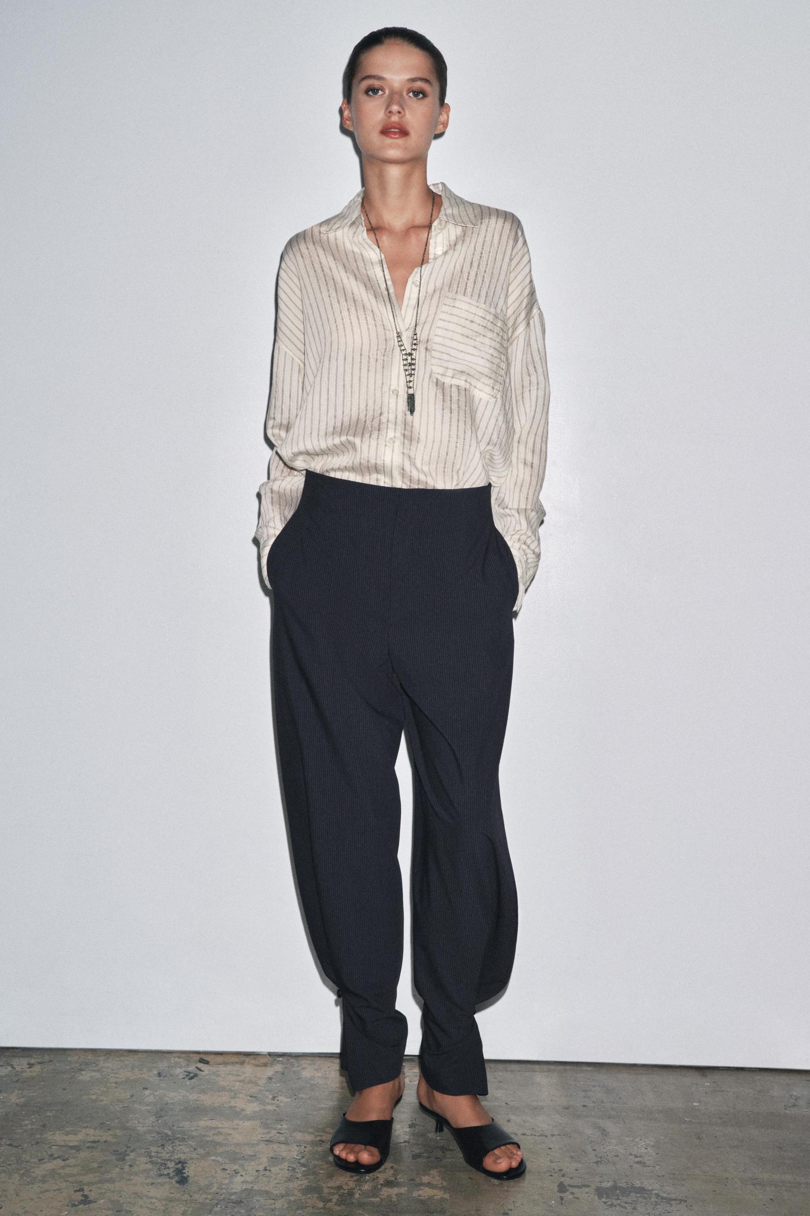 ZW COLLECTION PINSTRIPE BALLOON PANTS Product Image