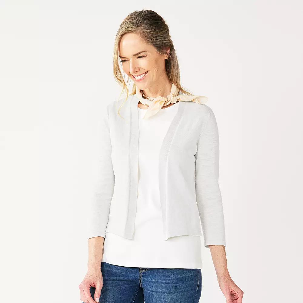 Women's Croft & Barrow® Open Front Cardigan, Size: XS, White Product Image