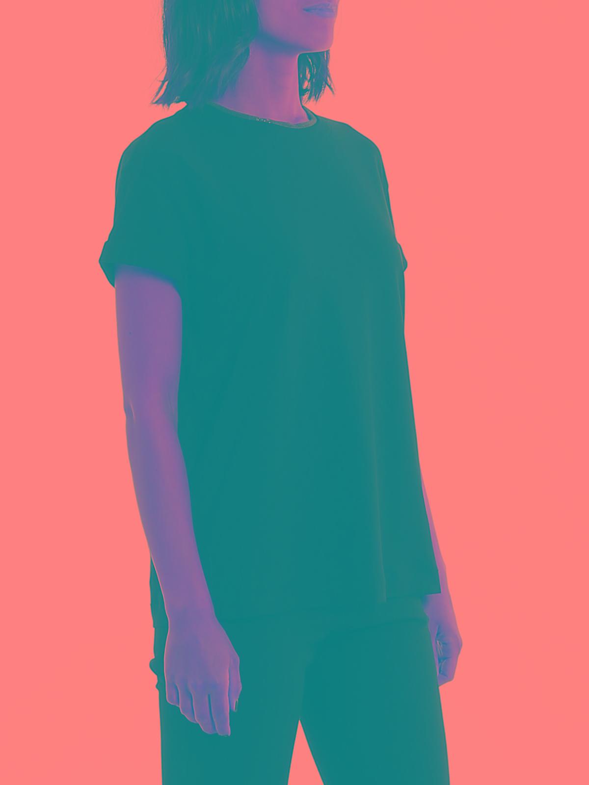 BRUNELLO CUCINELLI Women Stretch Cotton Jersey T-shirt With Precious Faux-layering In Black Product Image