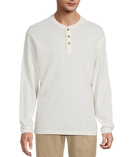 Roundtree & Yorke Long Sleeve Solid Waffle Henley Shirt Product Image