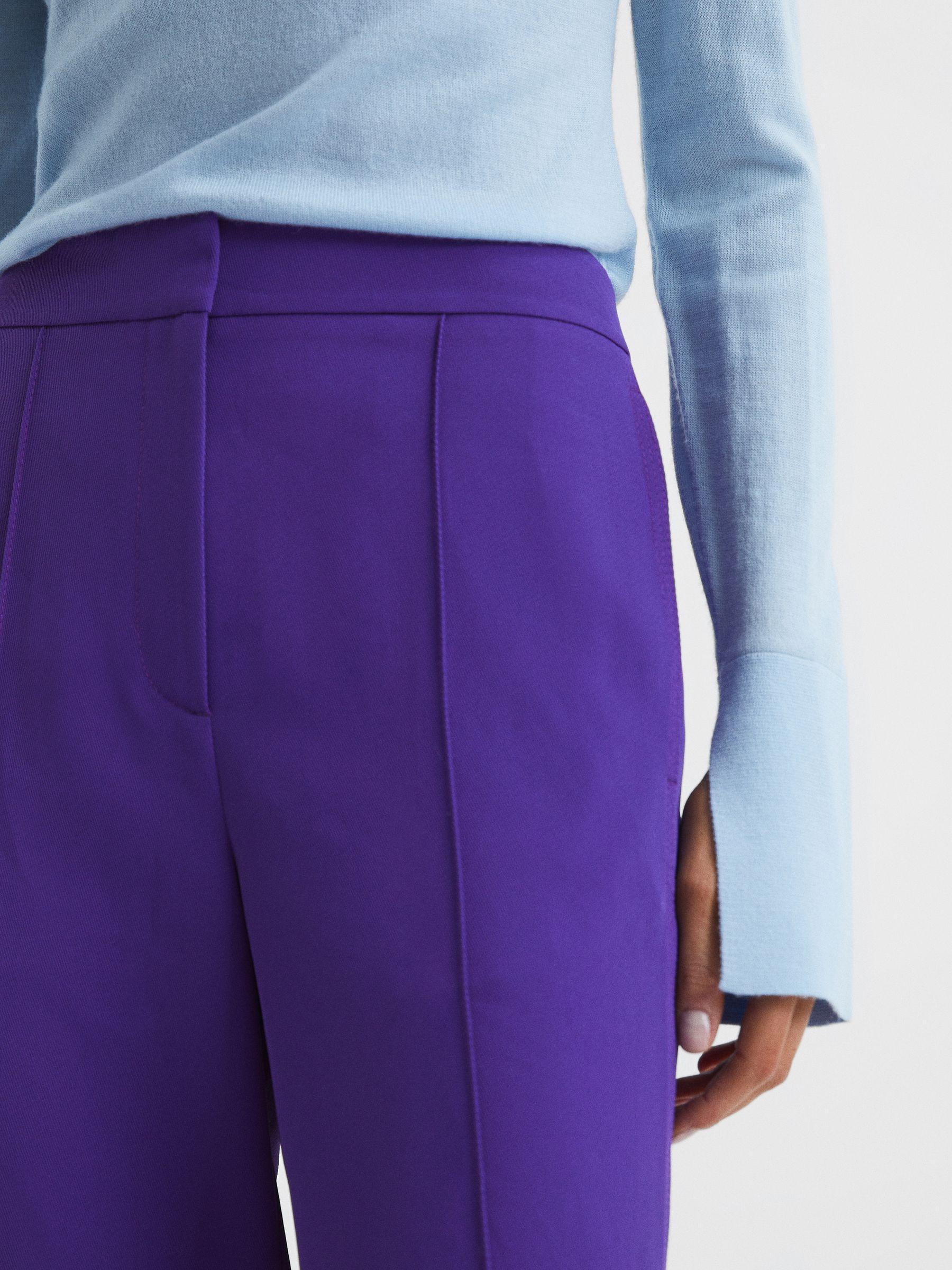 Elasticated Waist Wide Leg Trousers in Purple Product Image