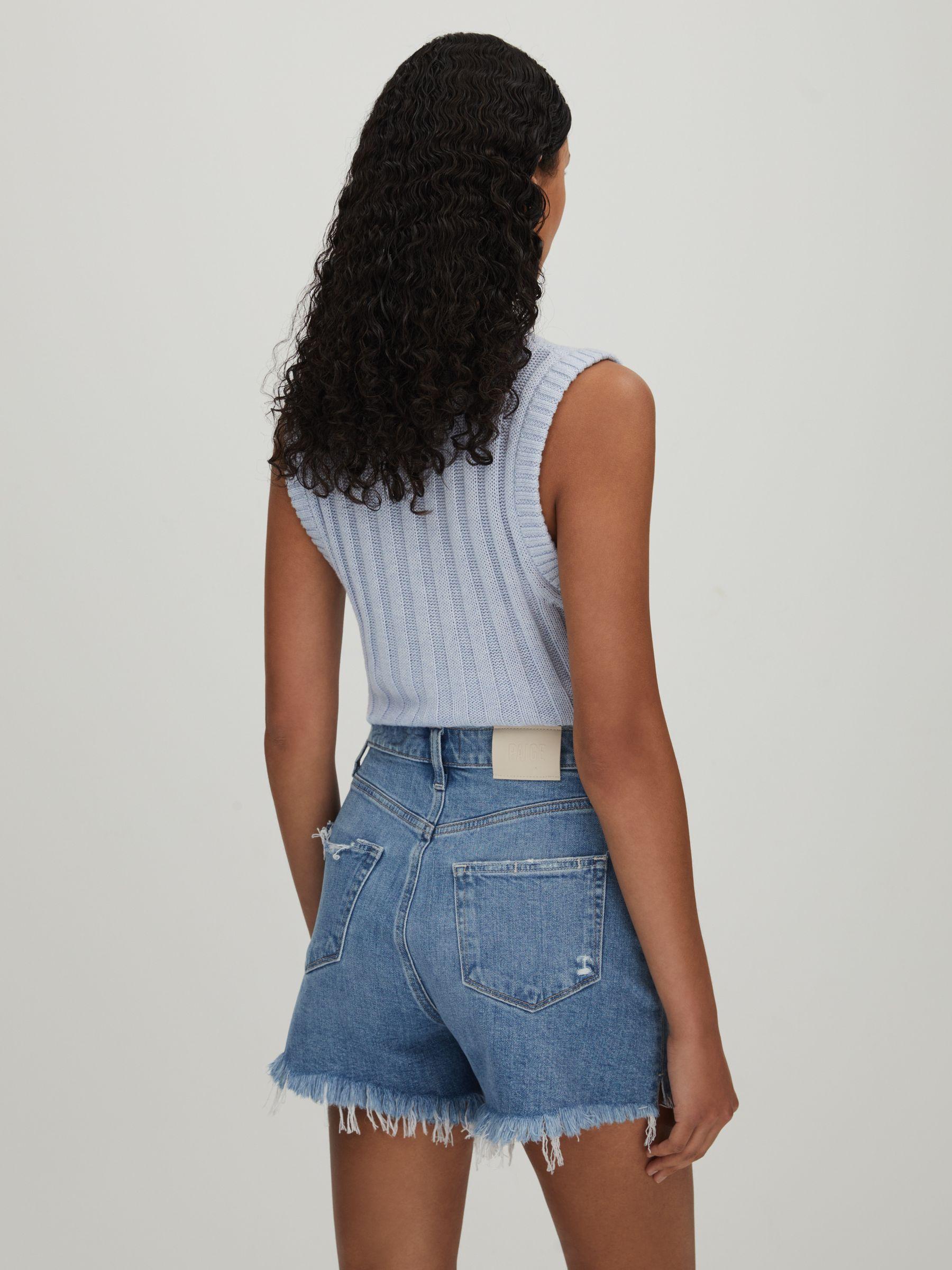 Paige Raw Hem Denim Shorts in Denim Blue Product Image
