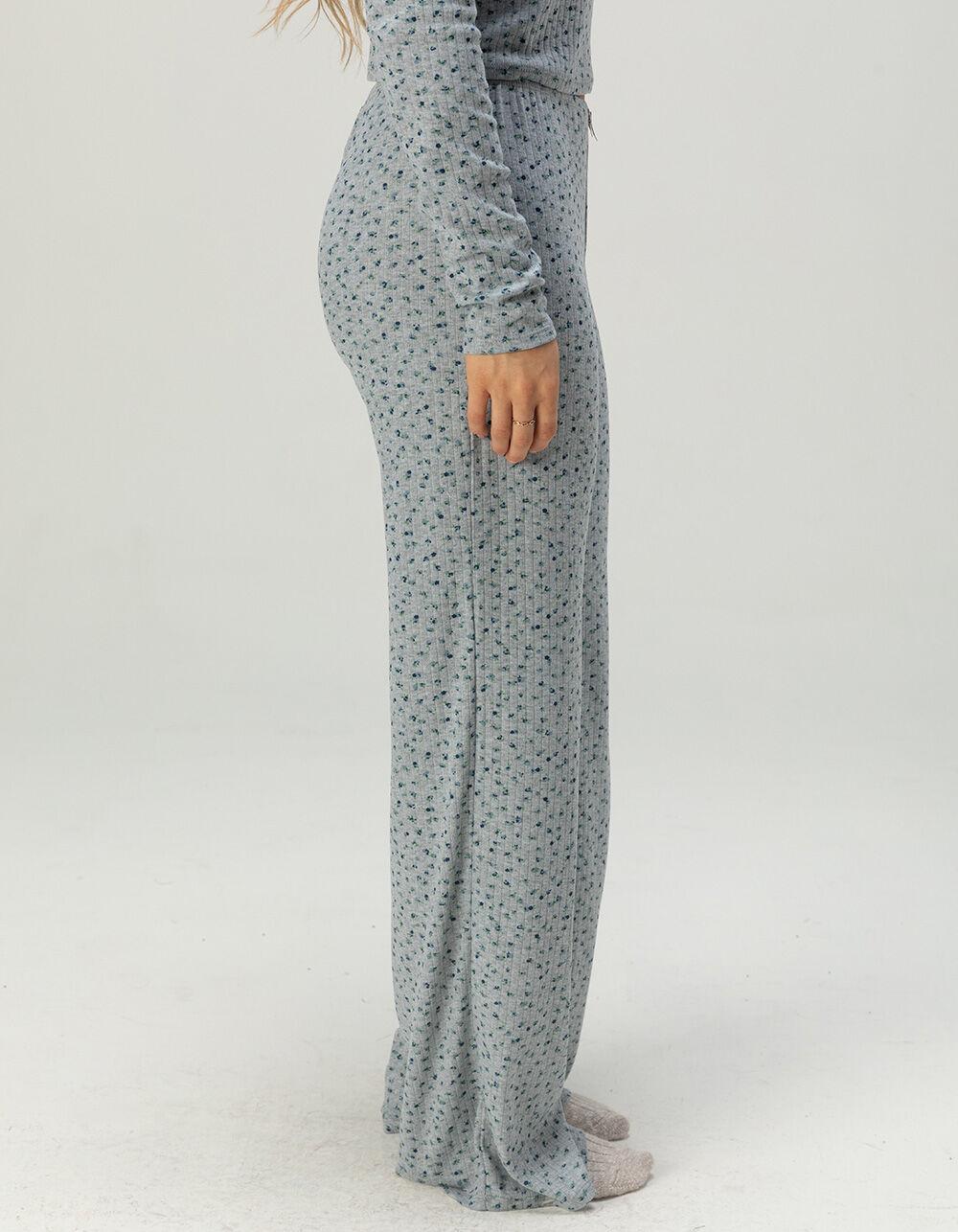 FULL TILT Pointelle Floral Pajama Pants - BLUE COMBO Product Image
