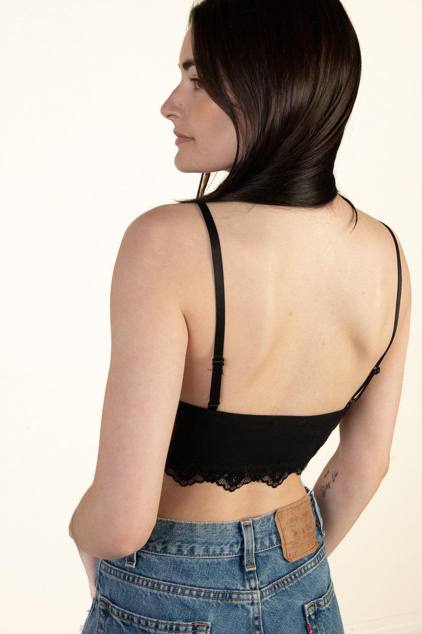 Black Lace Trim Bralette Product Image