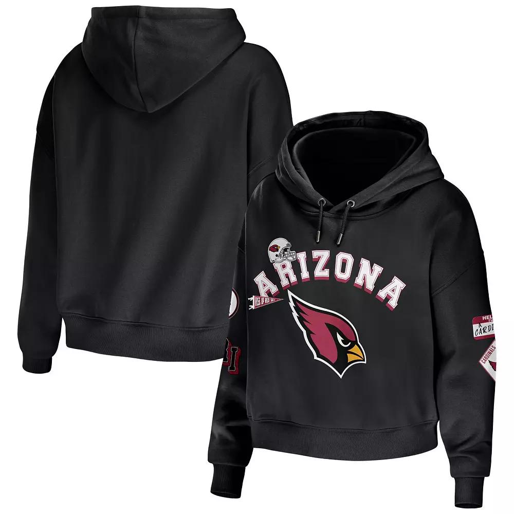 Women's WEAR by Erin Andrews Black Arizona Cardinals Modest Cropped Pullover Hoodie,  Product Image