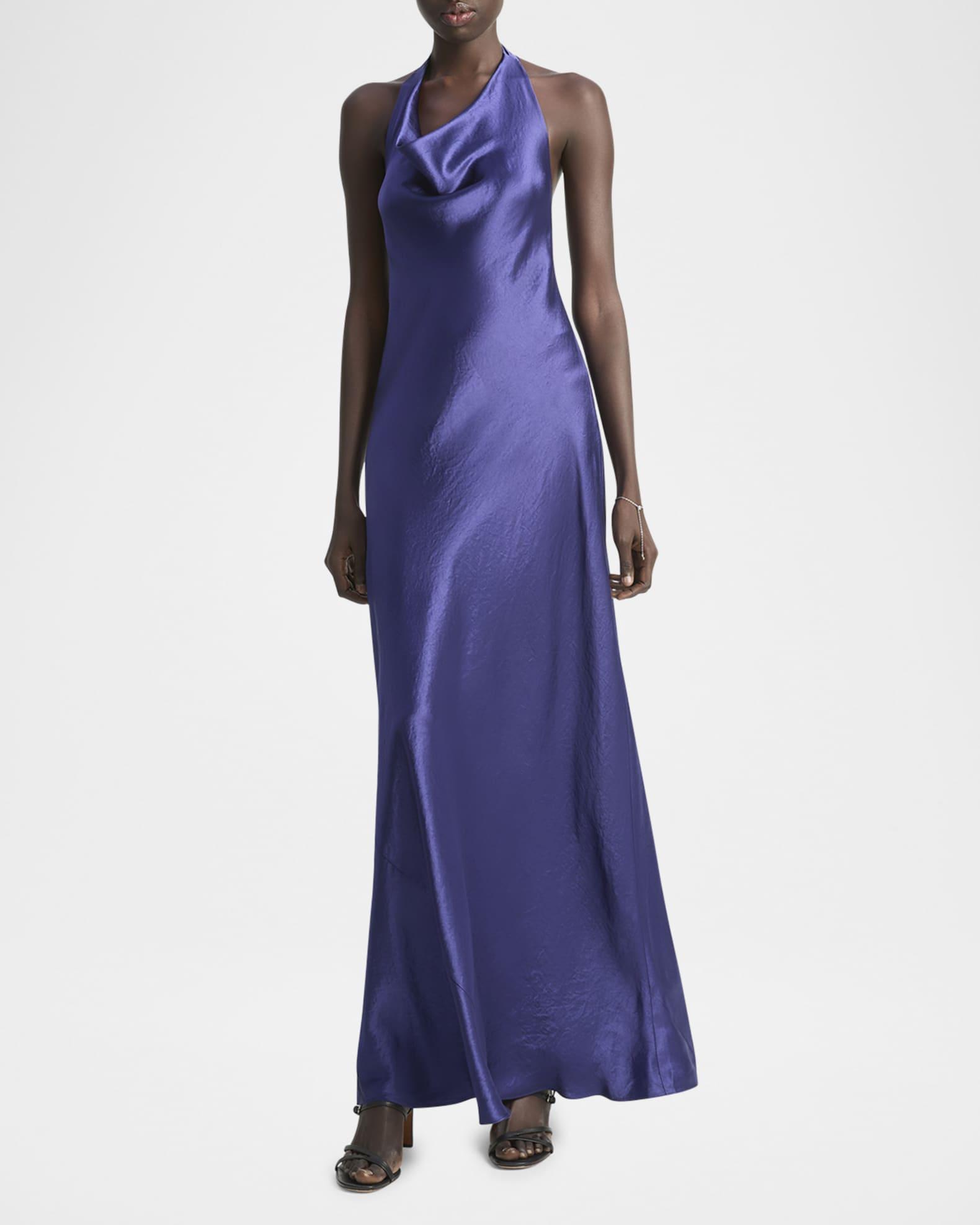 Satin Cowl-Neck Maxi Dress Product Image