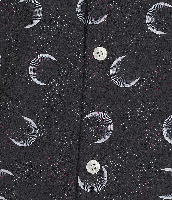Murano Slim Fit Performance Stretch Small Moon Print Short Sleeve Woven Shirt Product Image
