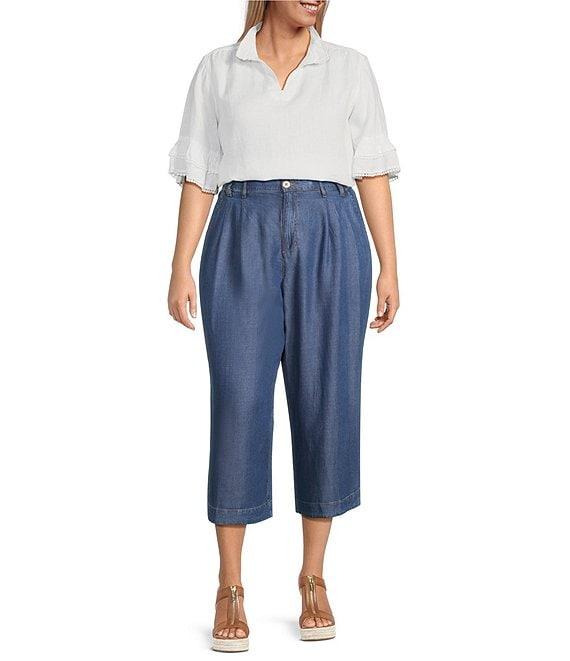 John Mark Plus Size Wide Leg Tulip Hem Cropped Pants Product Image