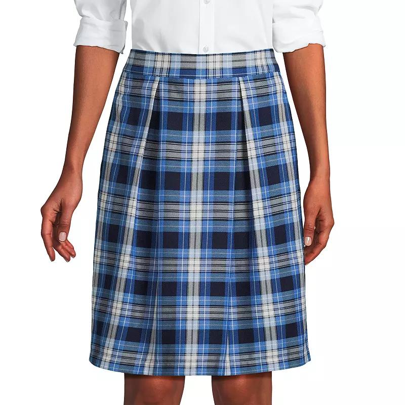 Women's Lands' End School Uniform Plaid Top-Of-Knee Skort, Size: 4, Clear Blue Plaid Product Image