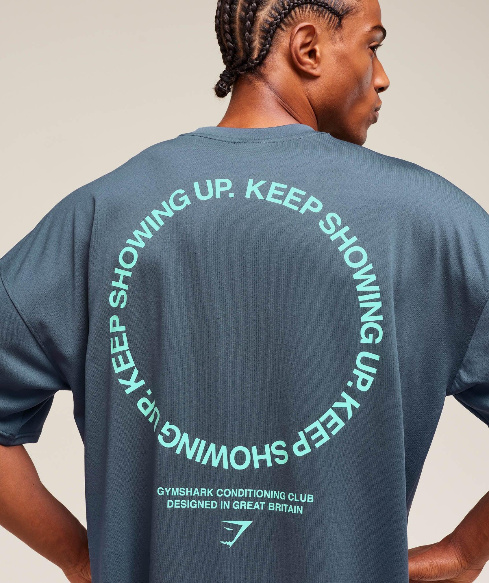 Gymshark Keep Showing Up T-Shirt - Titanium Blue Male Product Image