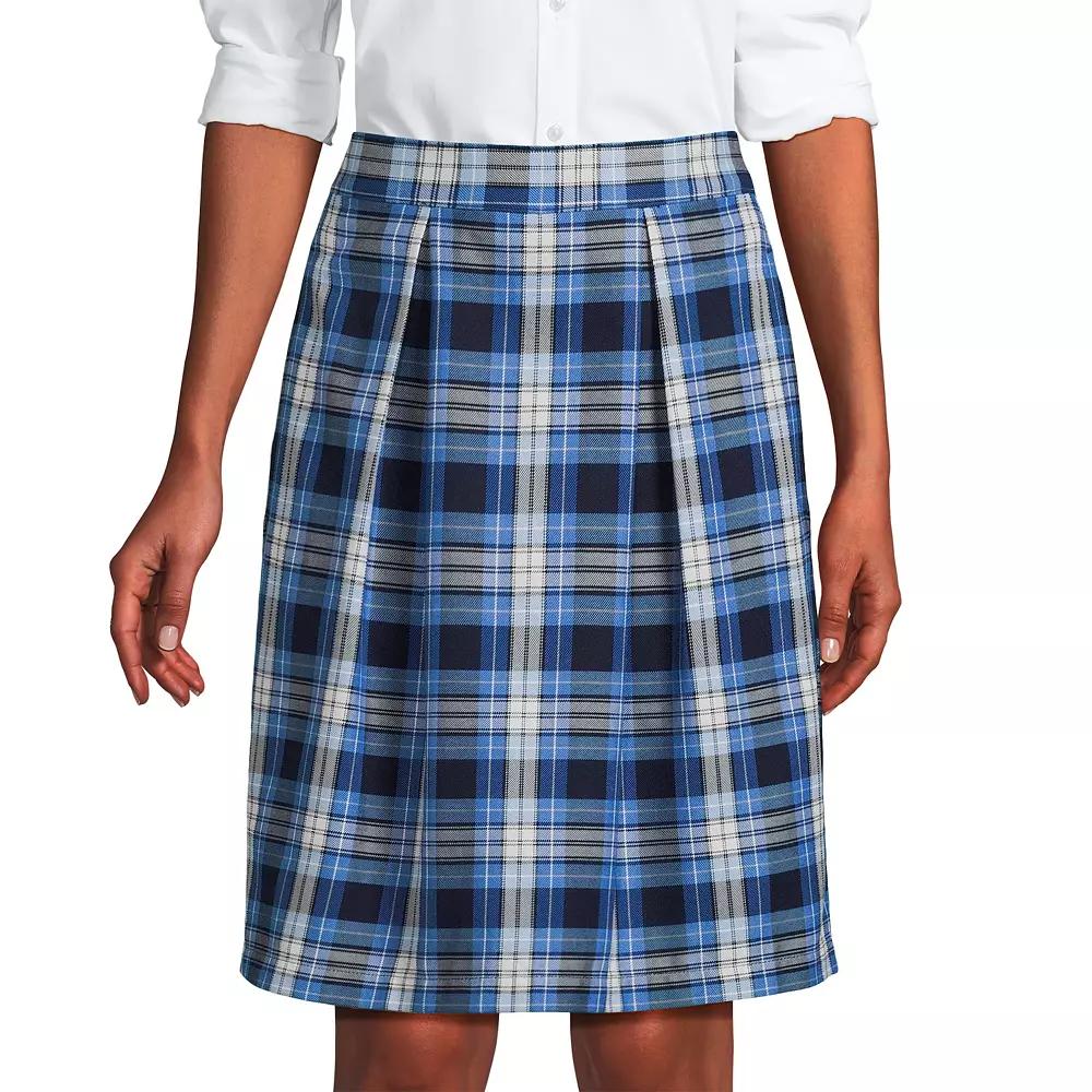 Women's Lands' End School Uniform Plaid Top-Of-Knee Skort, Size: 4, Clear Blue Plaid Product Image