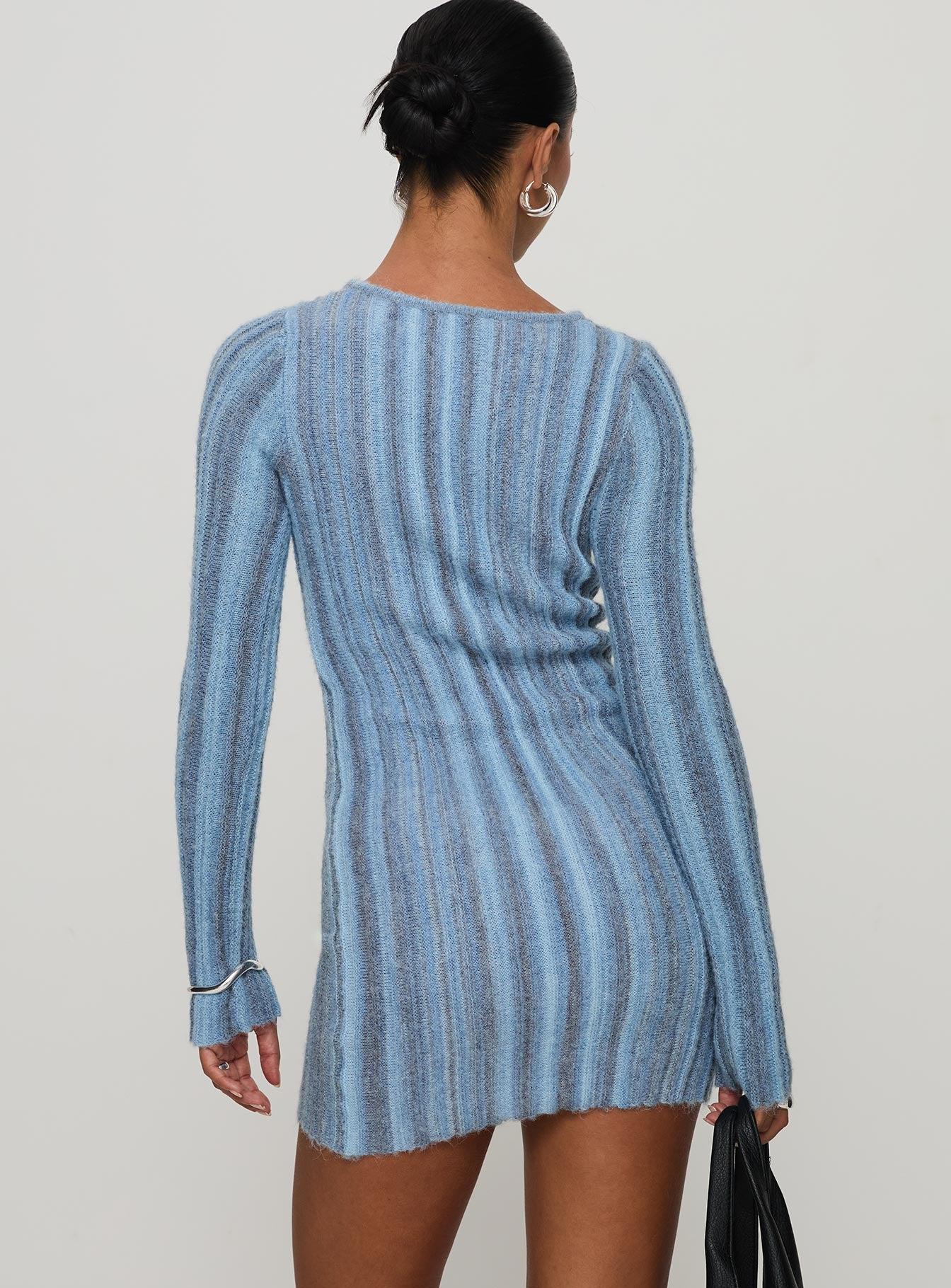 Postcodes Long Sleeve Mini Dress Blue Product Image