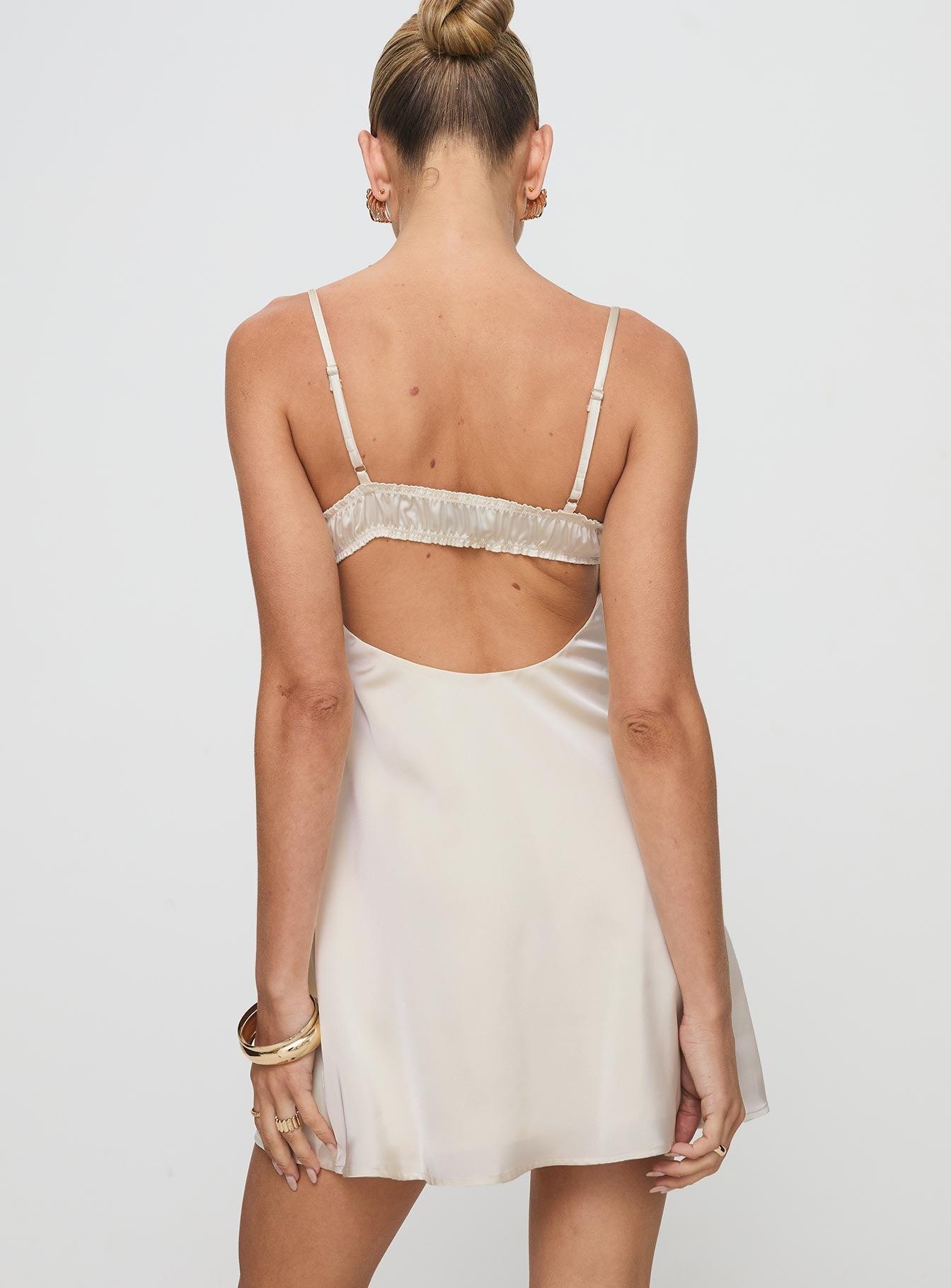 Decipher Satin Mini Dress Ivory Product Image