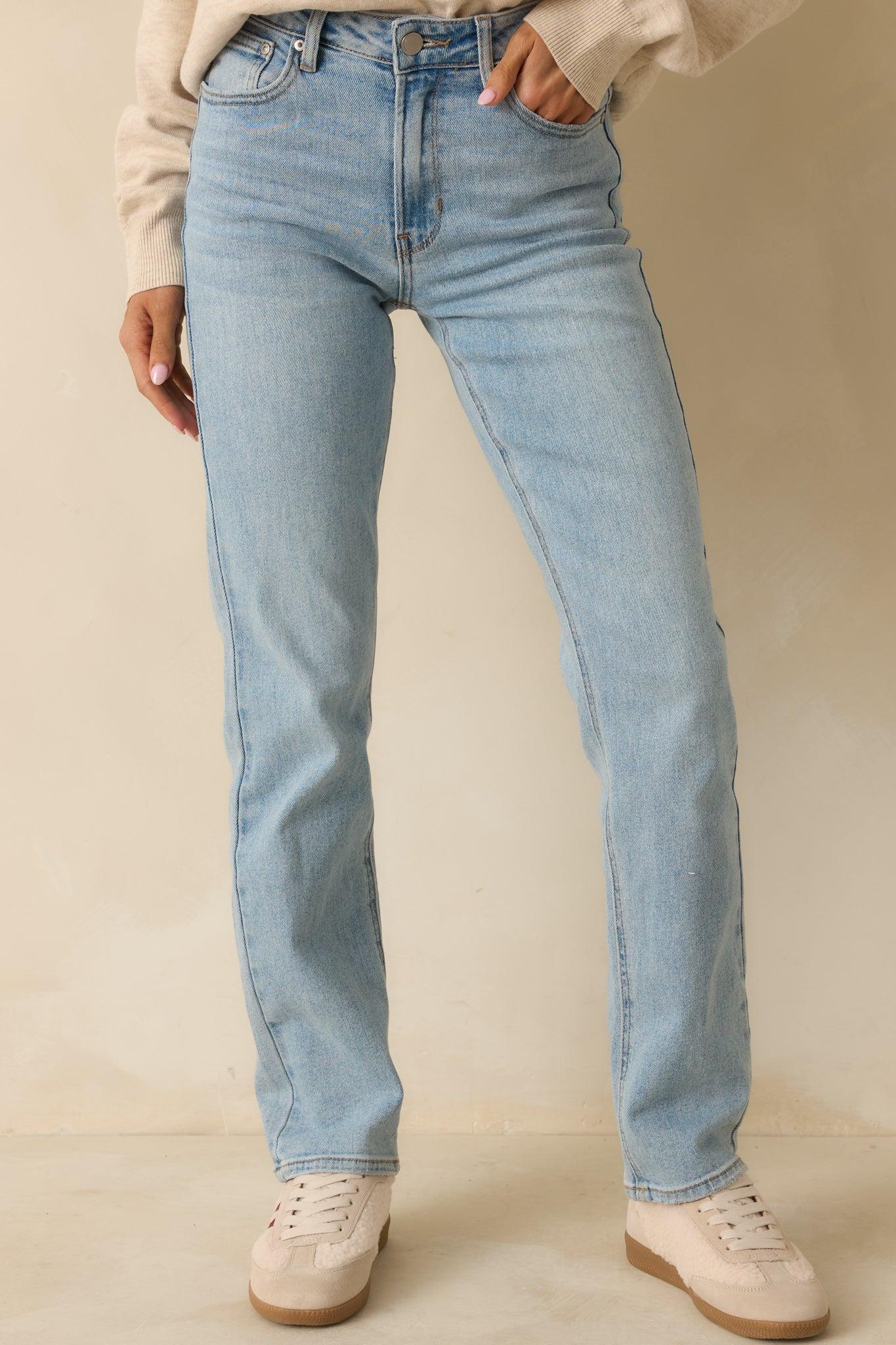 Dusk Enchantment Light Wash Straight Leg Jeans Product Image