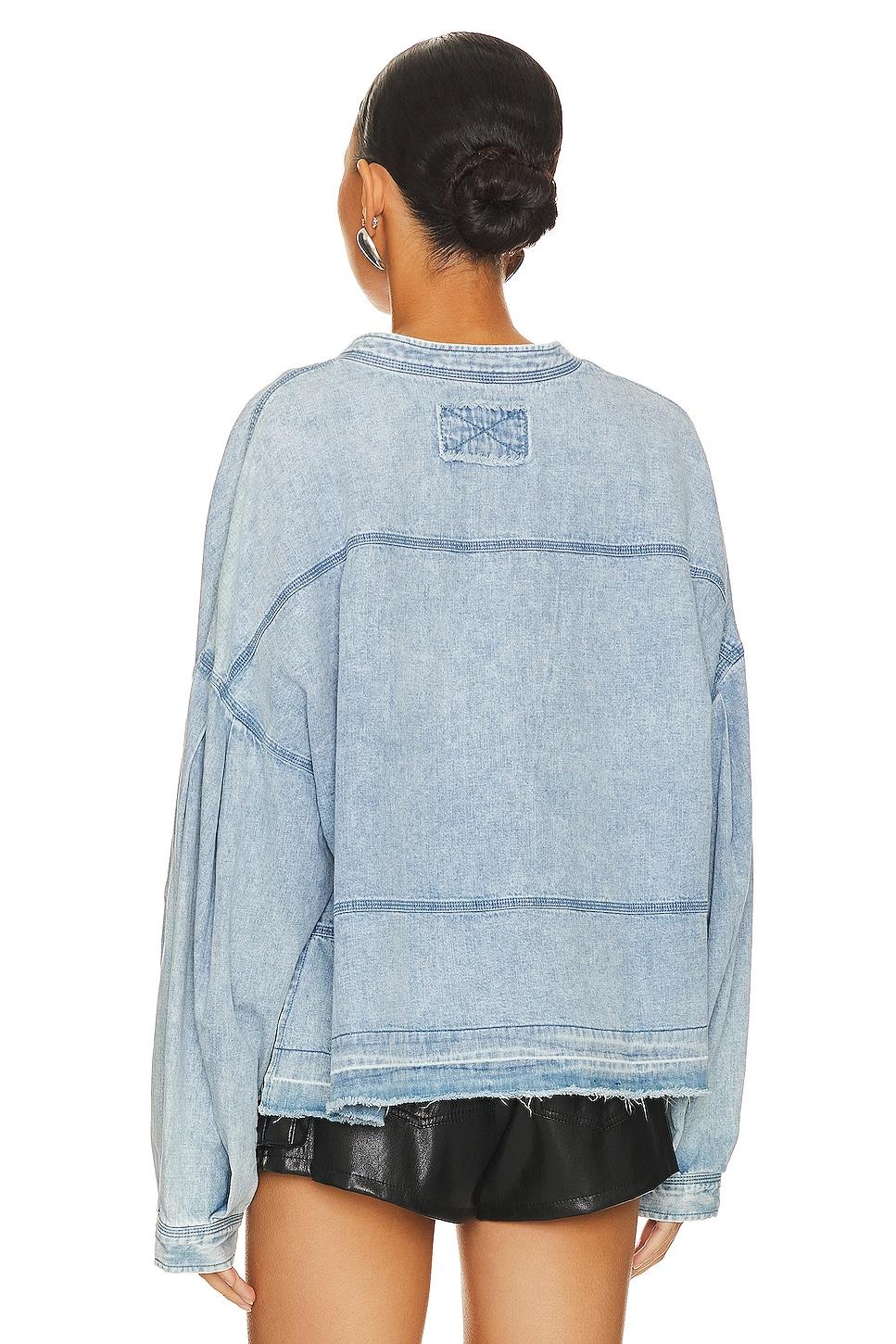 Free People Jude Denim V-Neck Long Puff Sleeve Pullover Product Image