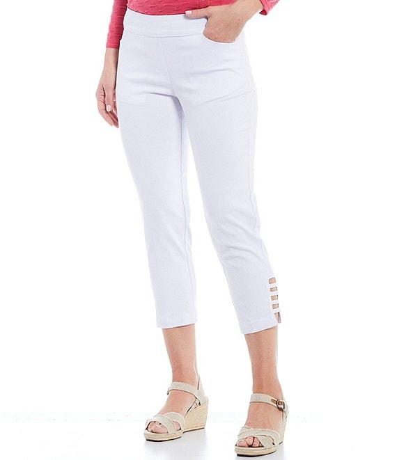 Slimsation® by Multiples Straight Ladder Hem Pull-On Twill Crop Pants Product Image