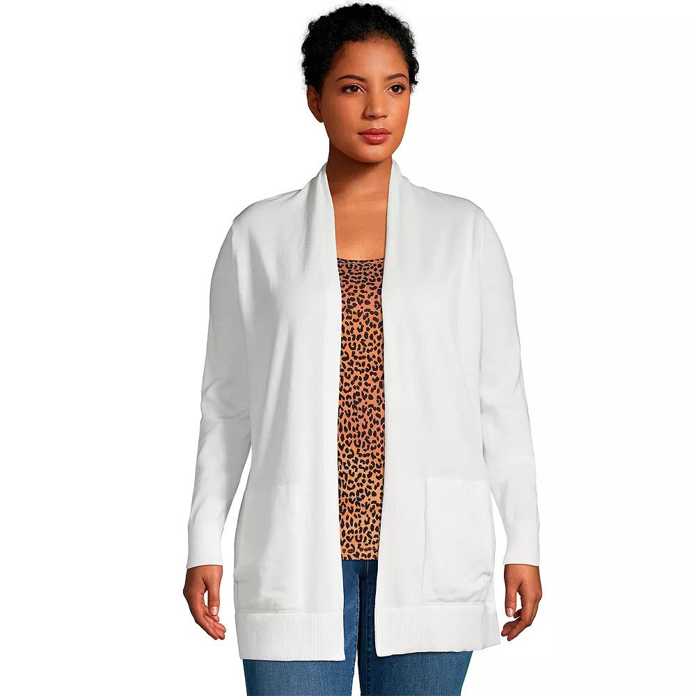 Plus Size Lands' End Draped Open-Front Long Cardigan Sweater, Women's, Size: 2XL, Radiant Blue Product Image