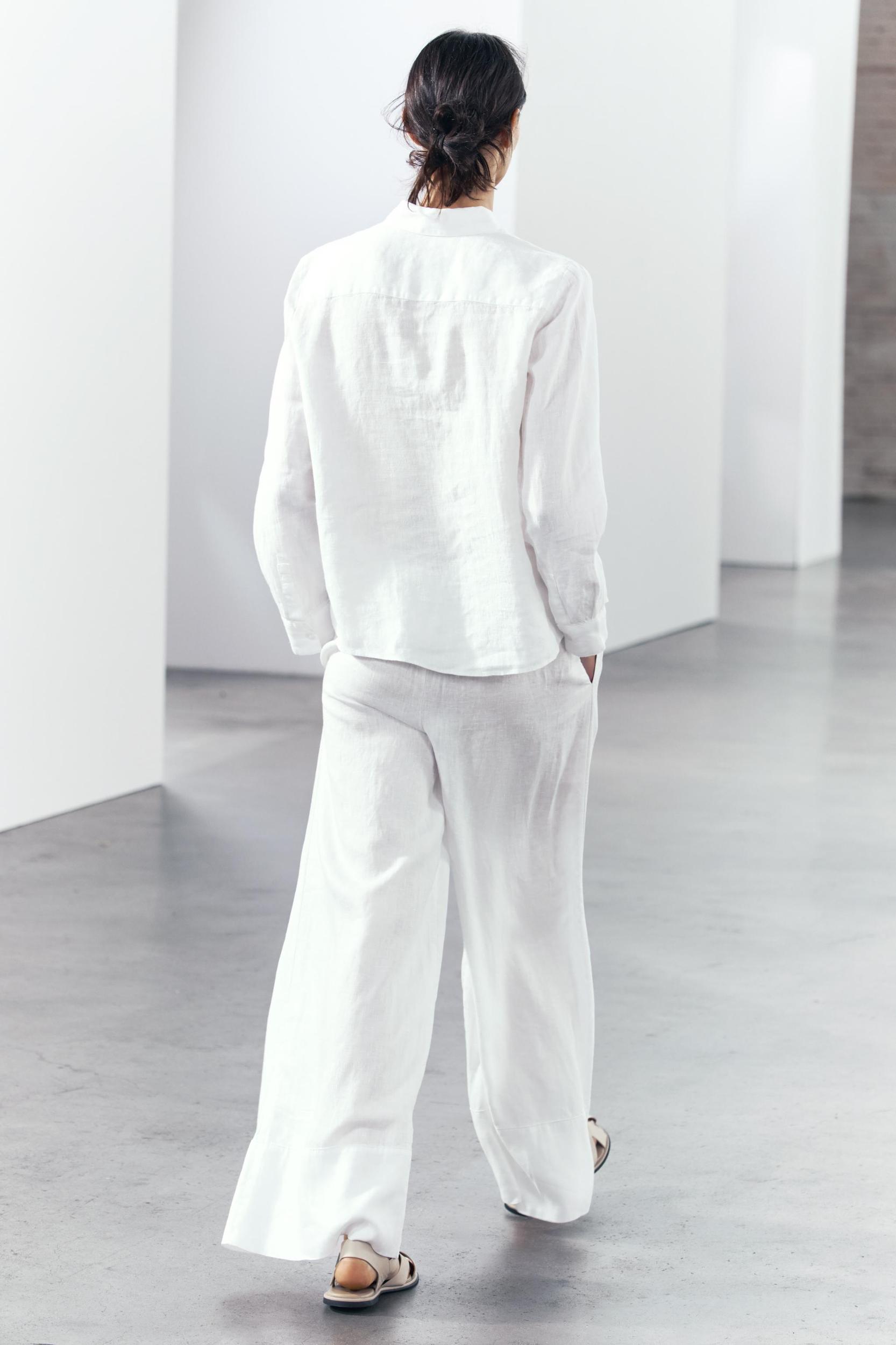 100% LINEN PALAZZO PANTS ZW COLLECTION Product Image