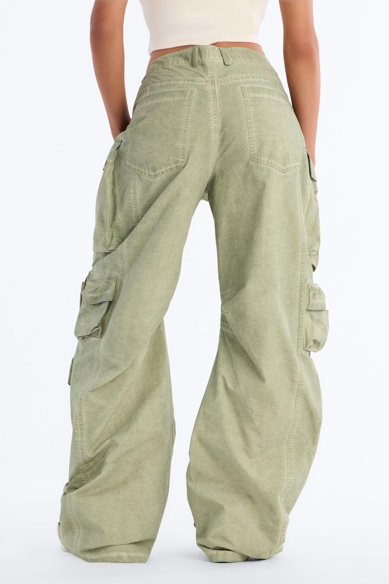 Talk It Up Oversized Cargo Pant - Sage Female Product Image