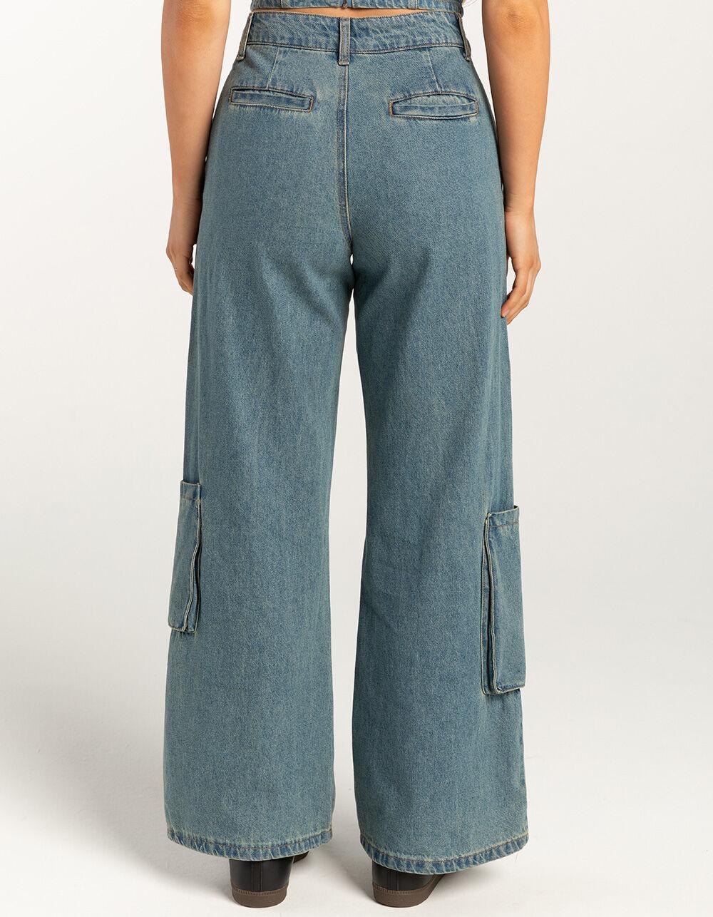 RSQ Womens Low Rise Cargo Pants - MEDIUM WASH Product Image