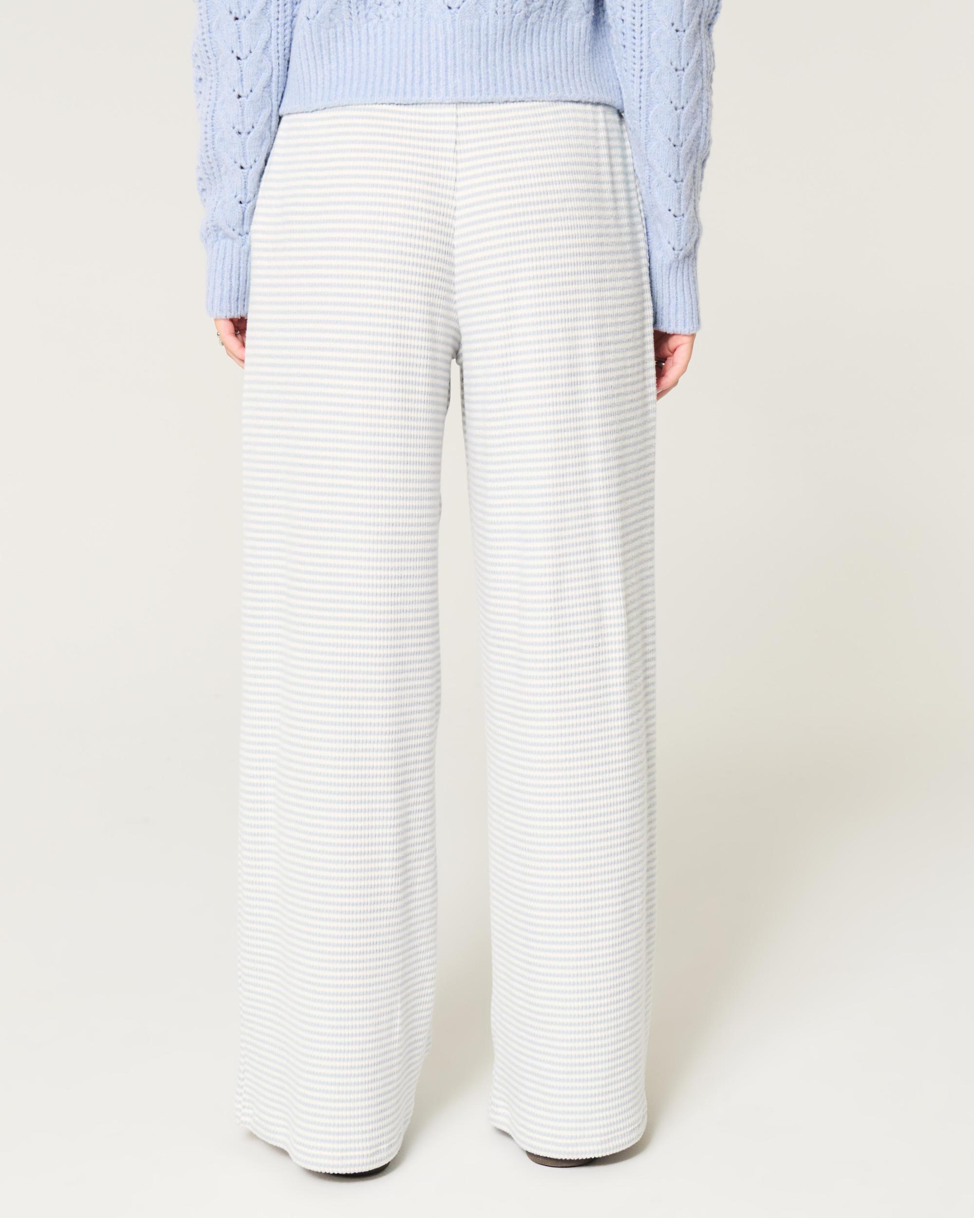 Cozy Ribbed Drawstring Baggy Pants Product Image