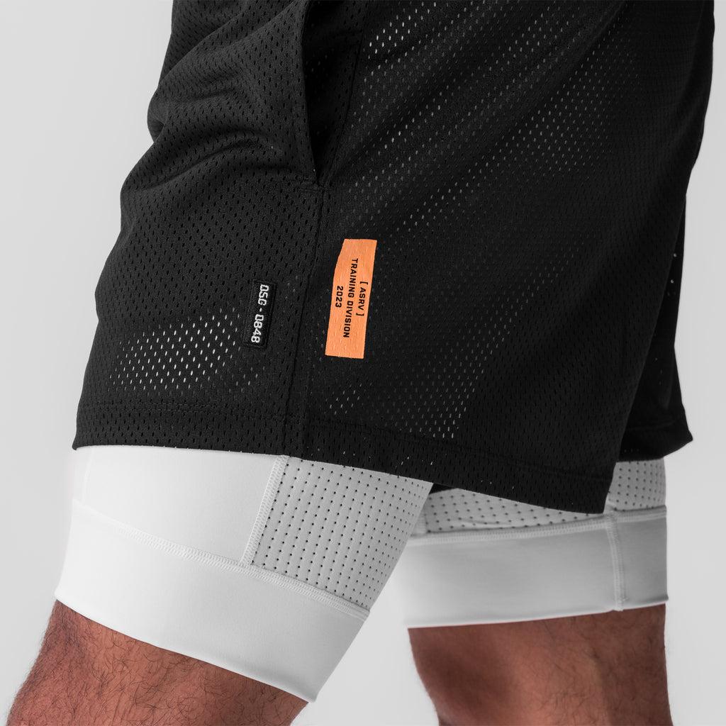 0848. SilverPlus™ Mesh 5" Liner Short - Black/White "Training Division" Product Image
