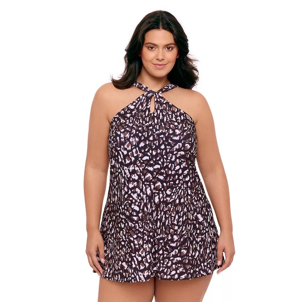 Plus Size Bal Harbour High Neck Swimdress, Womens Product Image