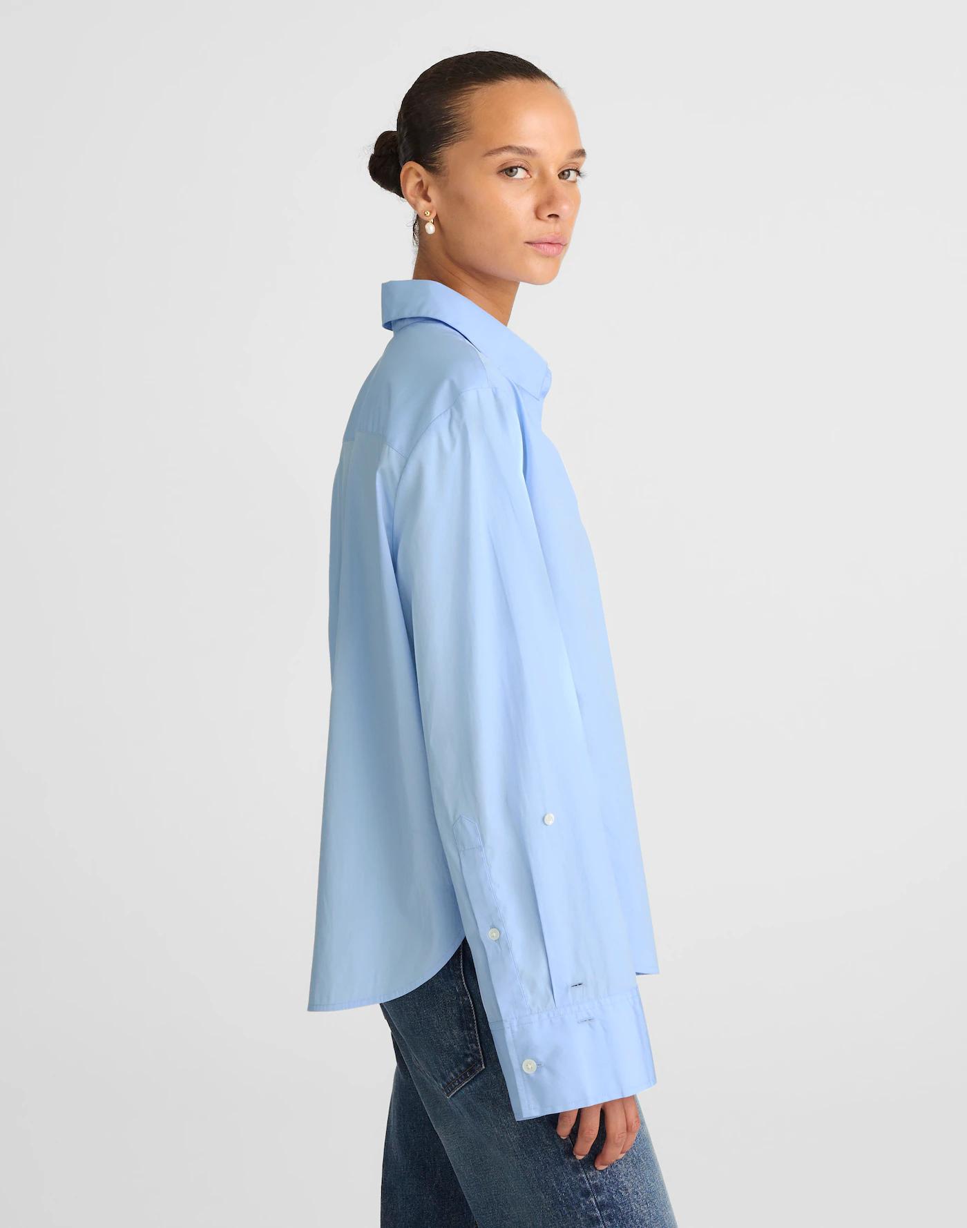 Poplin Easy Y-Neck Button-Up Shirt Product Image