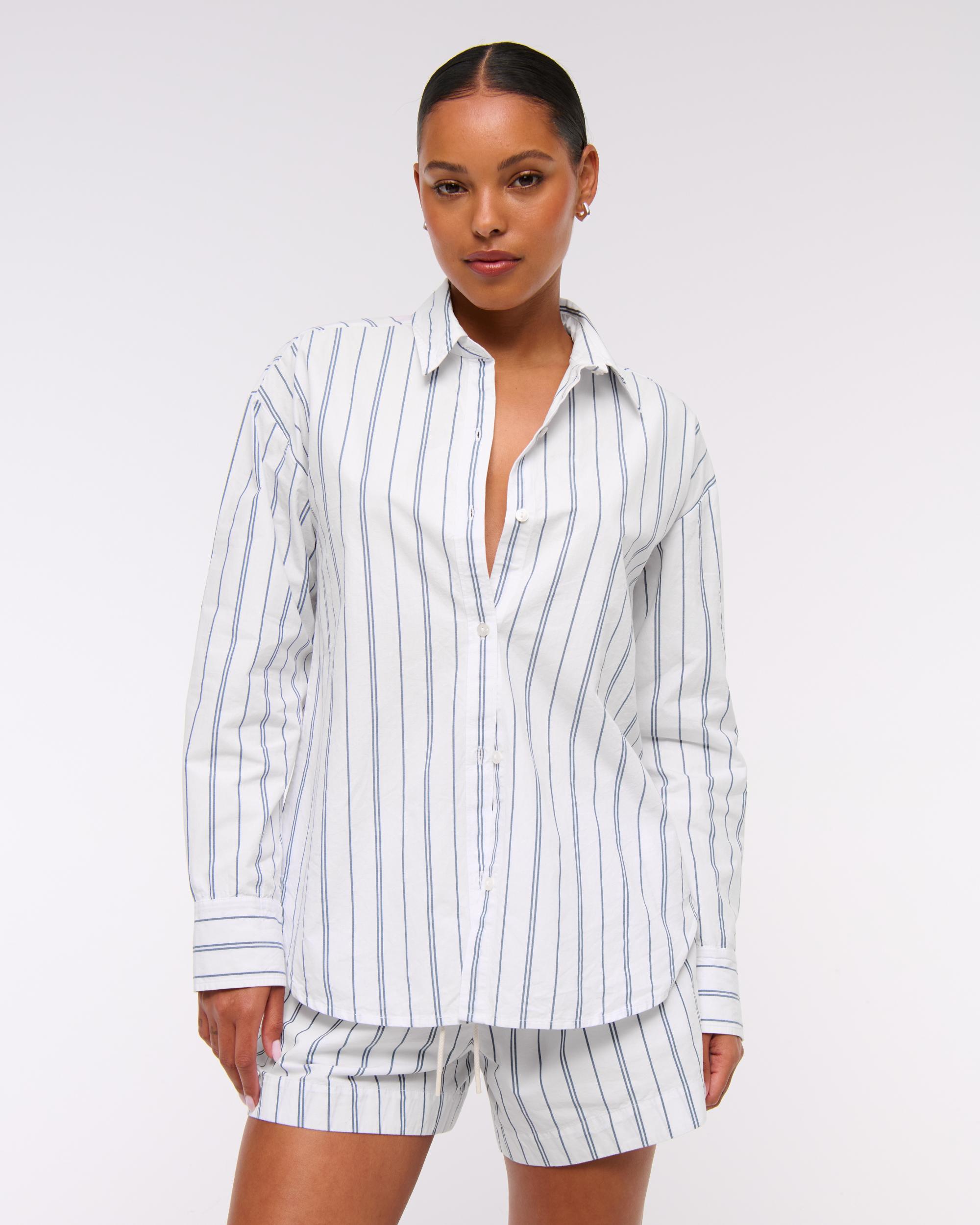 Oversized Tie-Back Poplin Shirt Product Image