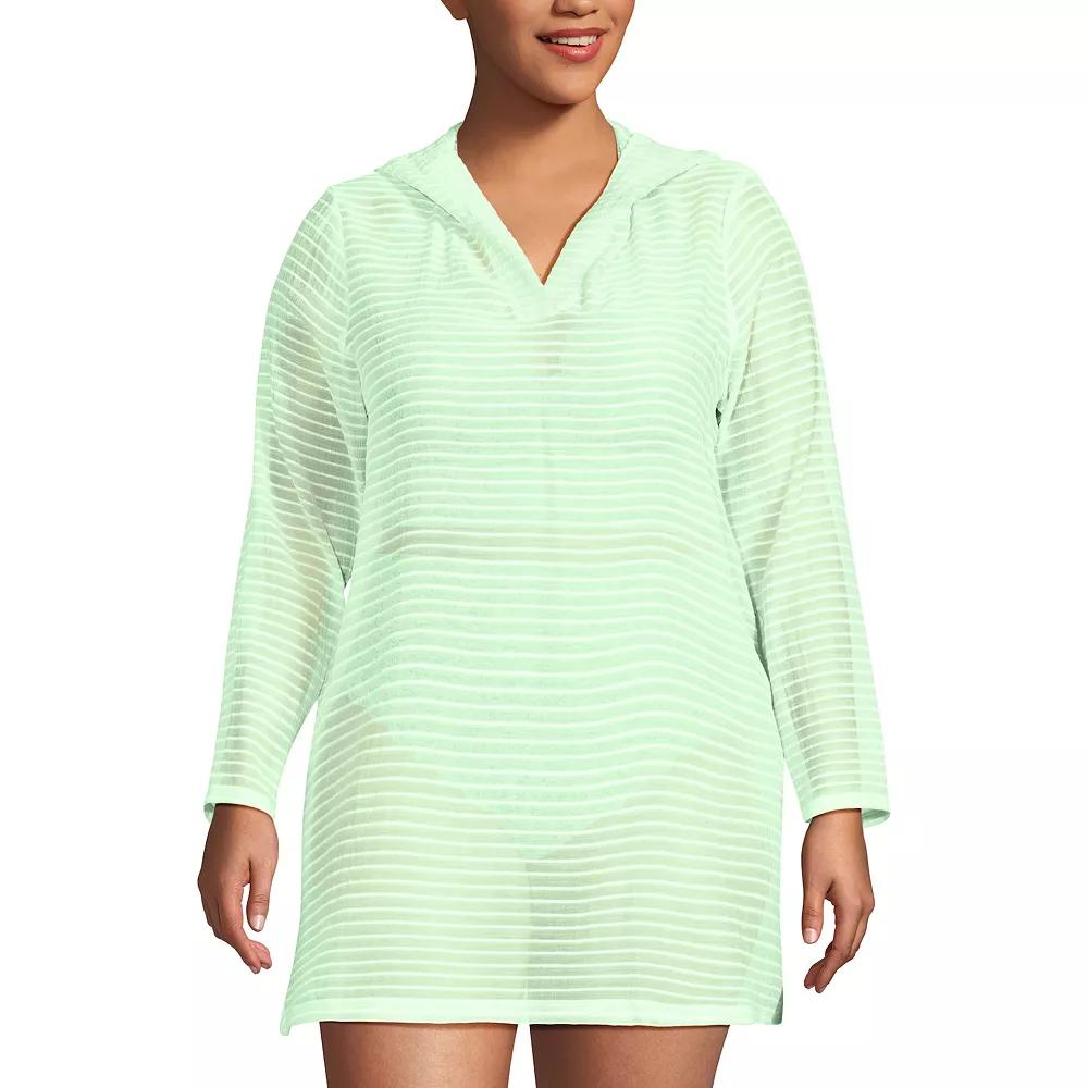 Plus Size Lands' End Rib Hooded Mini Swim Cover-Up Dress, Women's, Size: 1XL, Icy Mint Green Product Image