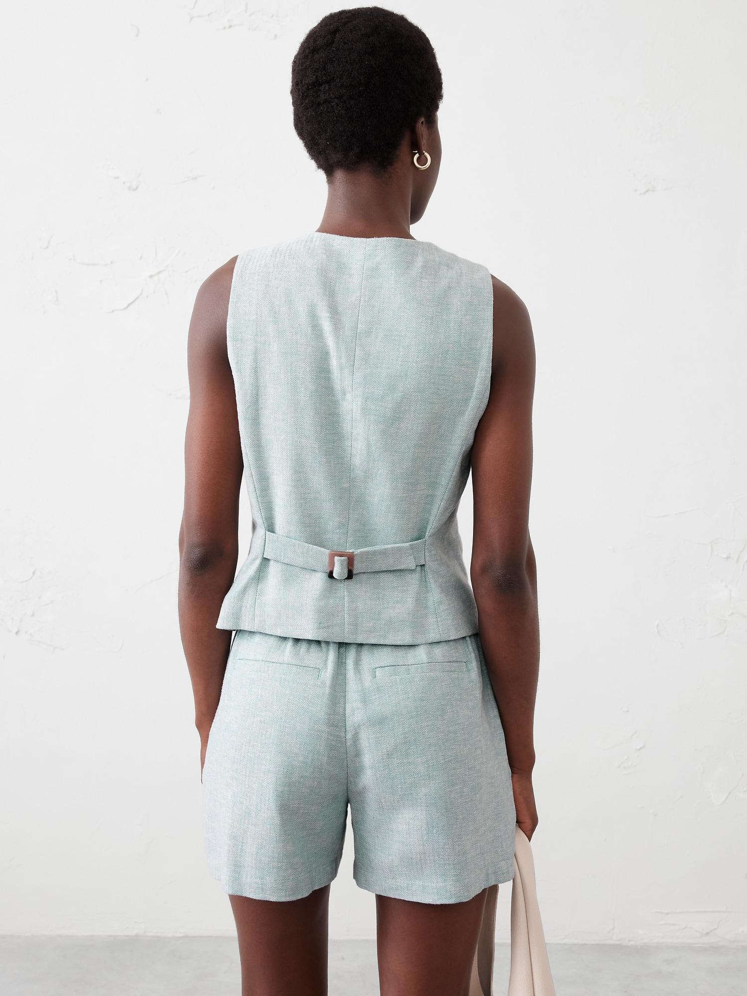 Linen-Blend Classic Vest Product Image