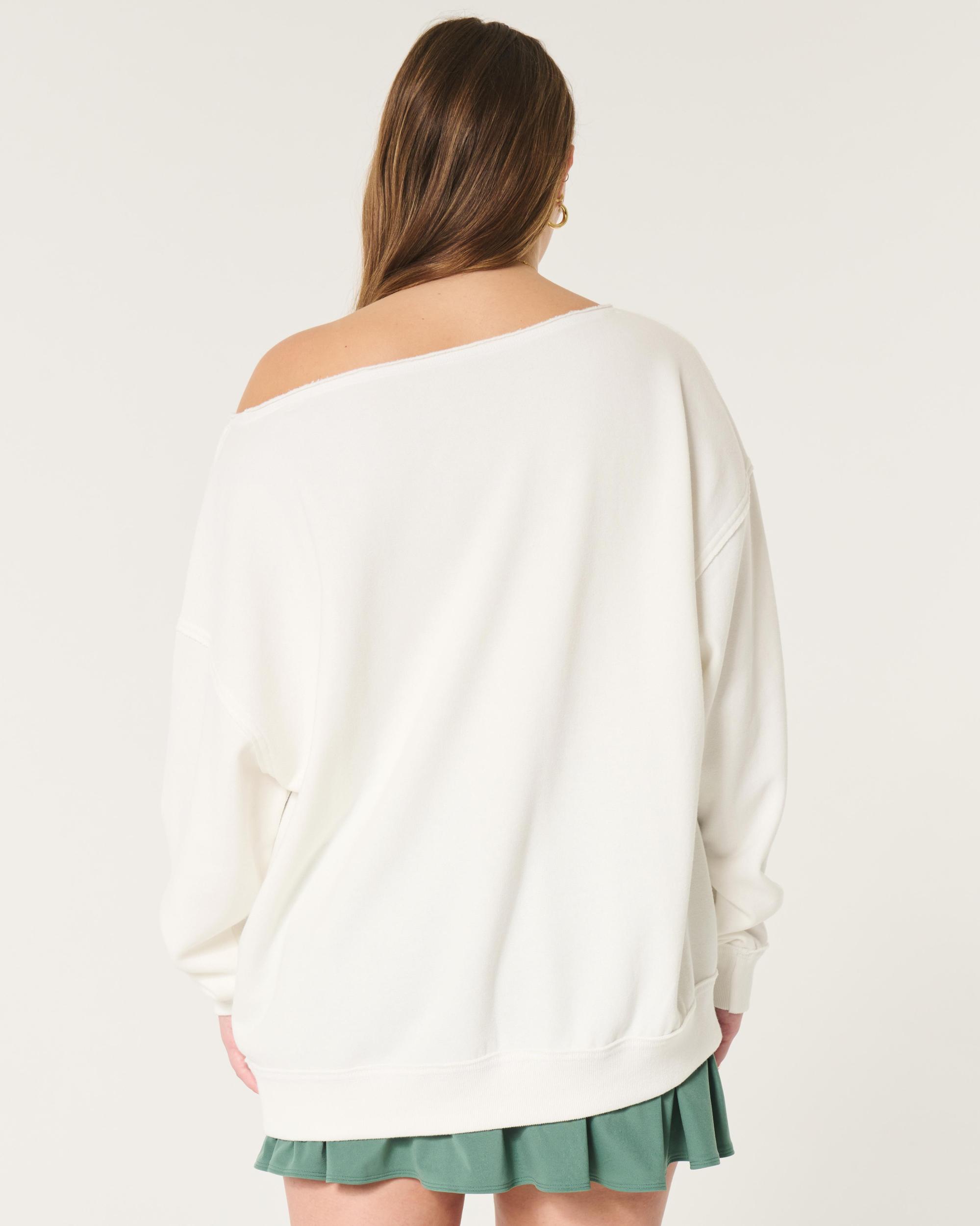 Oversized Off-the-Shoulder University of Miami  Graphic Sweatshirt Product Image