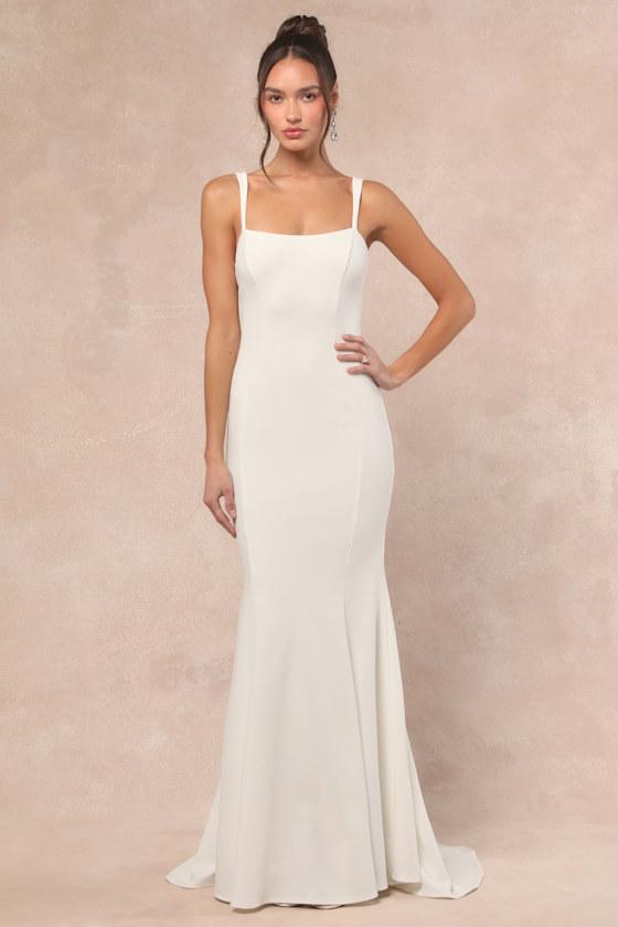 Safine White Backless Mermaid Maxi Dress Product Image