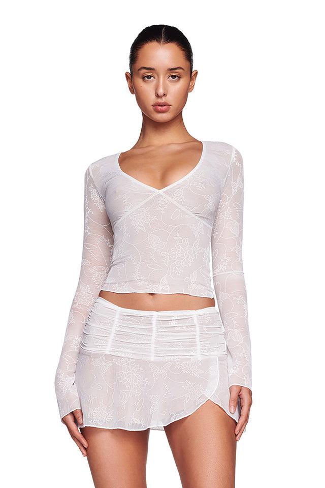 YVETTE SKIRT - WHITE : BUTTERFLY LACE Product Image