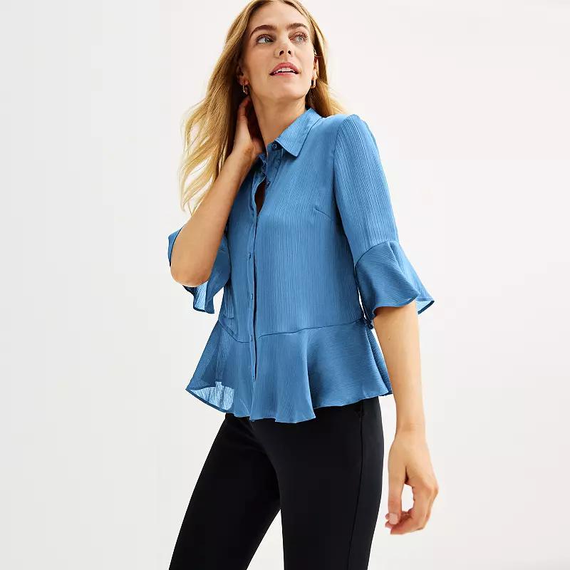 Women's Nine West Ruffle Hem Shirt,  Product Image