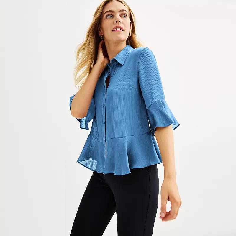 Women's Nine West Ruffle Hem Shirt,  Product Image