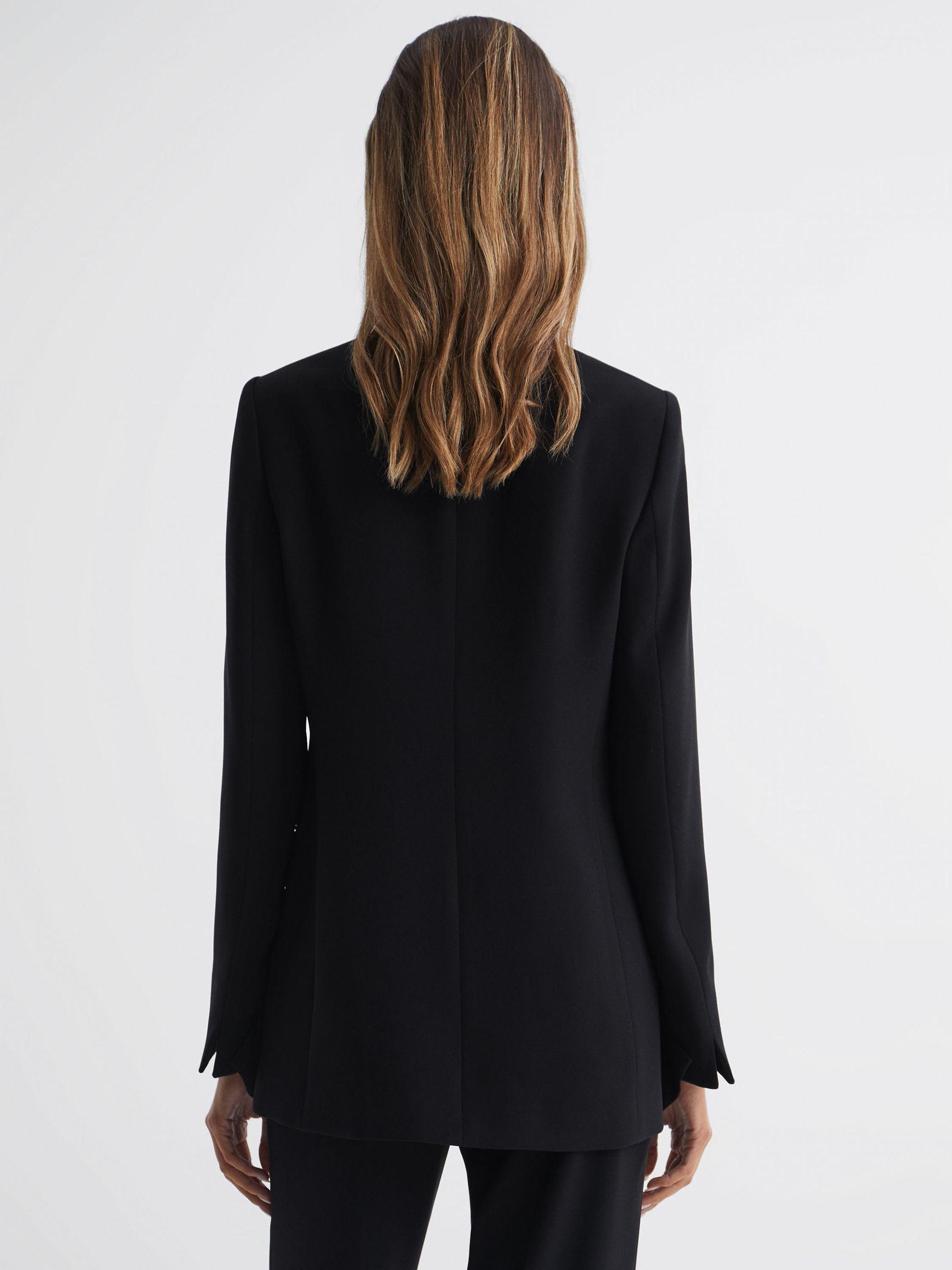 Collarless Double Breasted Suit Blazer in Black Product Image