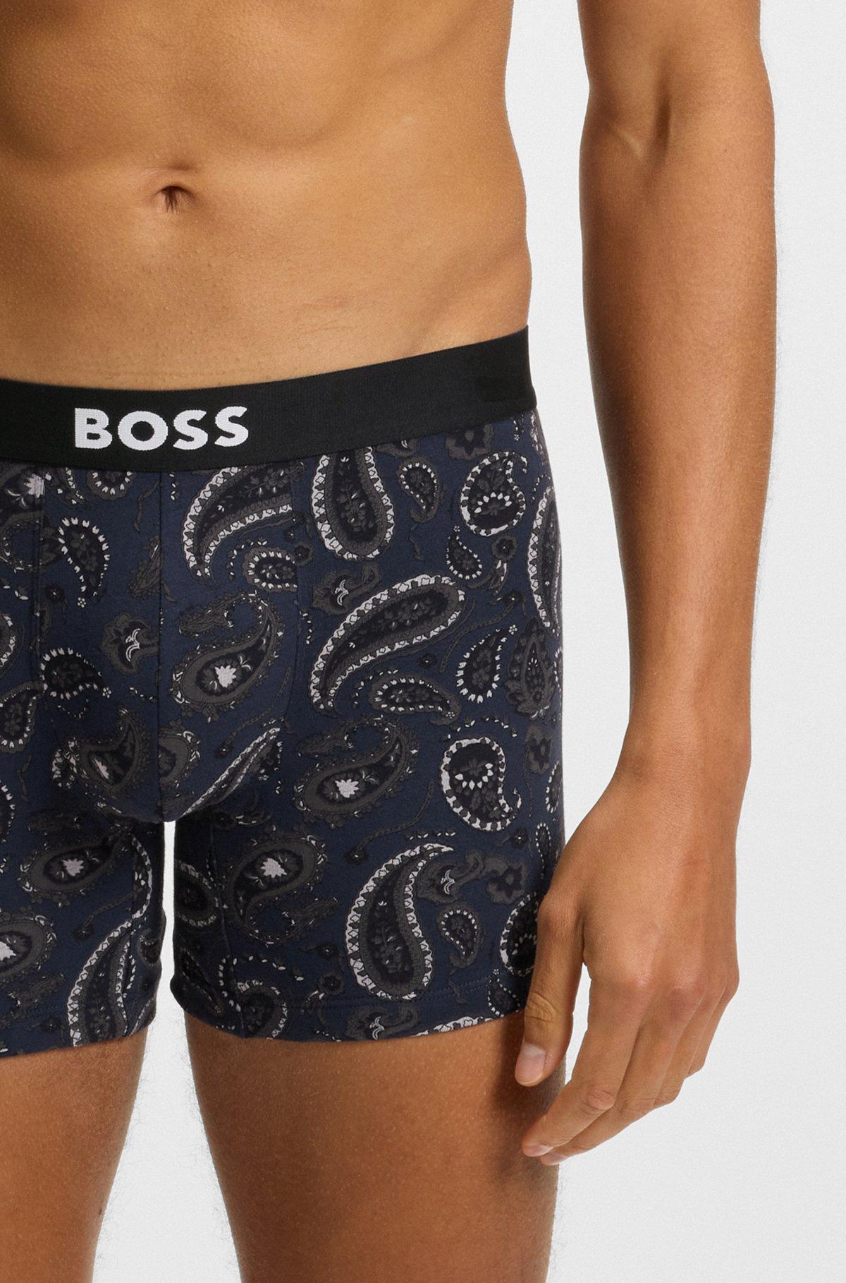 BOSS - Three-pack of boxer briefs in stretch cotton - Patterned Product Image