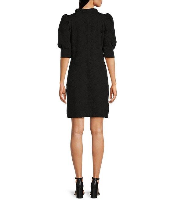 Lilly Pulitzer Elsey Pucker Jacquard Split V-Neck Elbow Sleeve Shift Dress Product Image