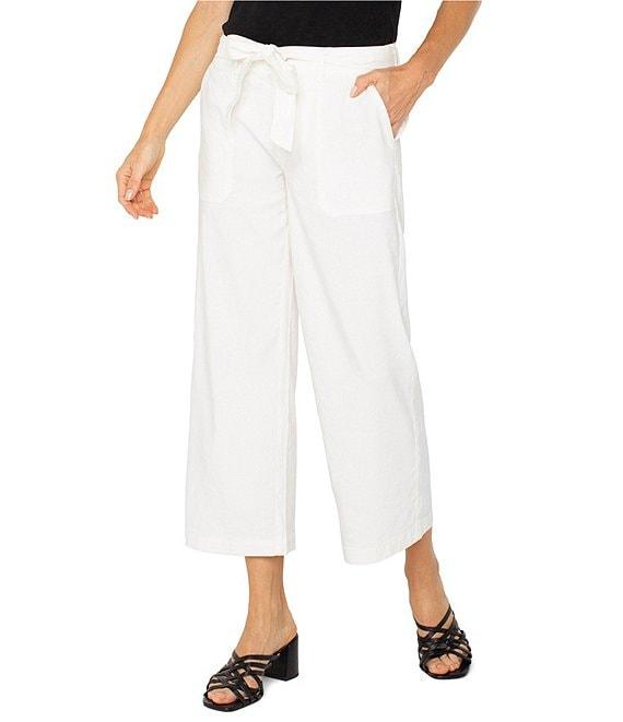 Liverpool Los Angeles Stretch Linen Blend Belted Wide Leg Cropped Pants Product Image