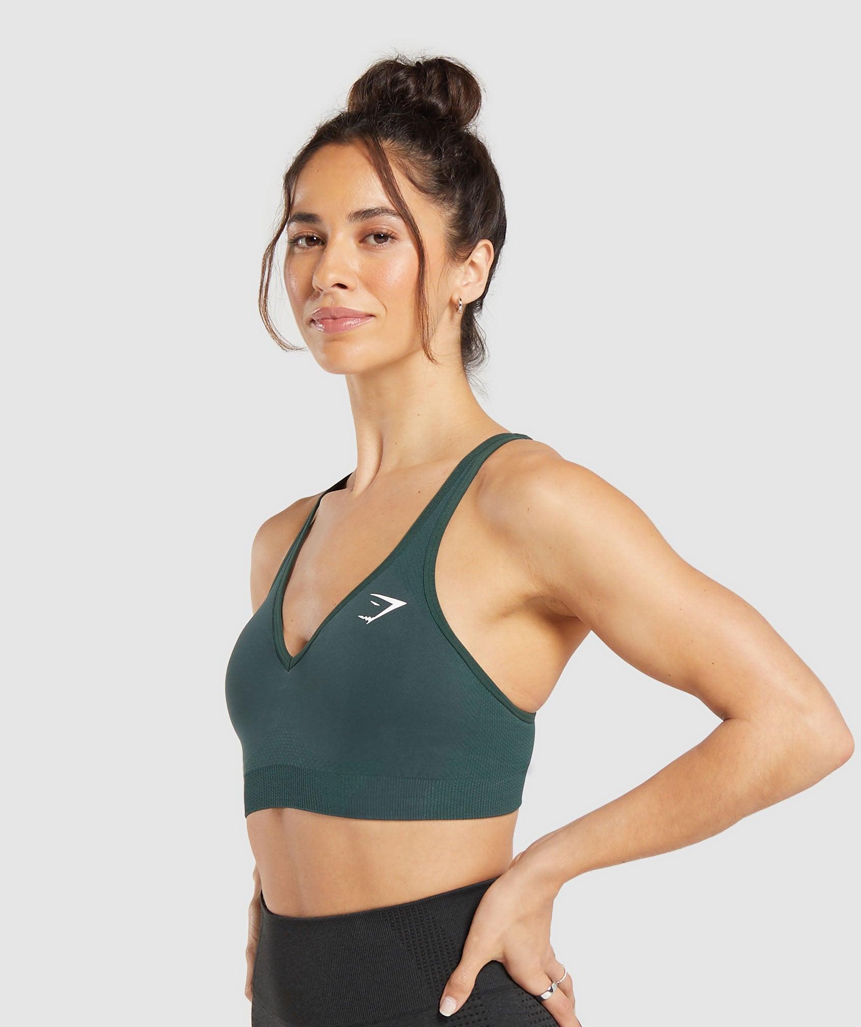 Gymshark Vital V Neck Sports Bra - Woodland Green Marl Female Product Image